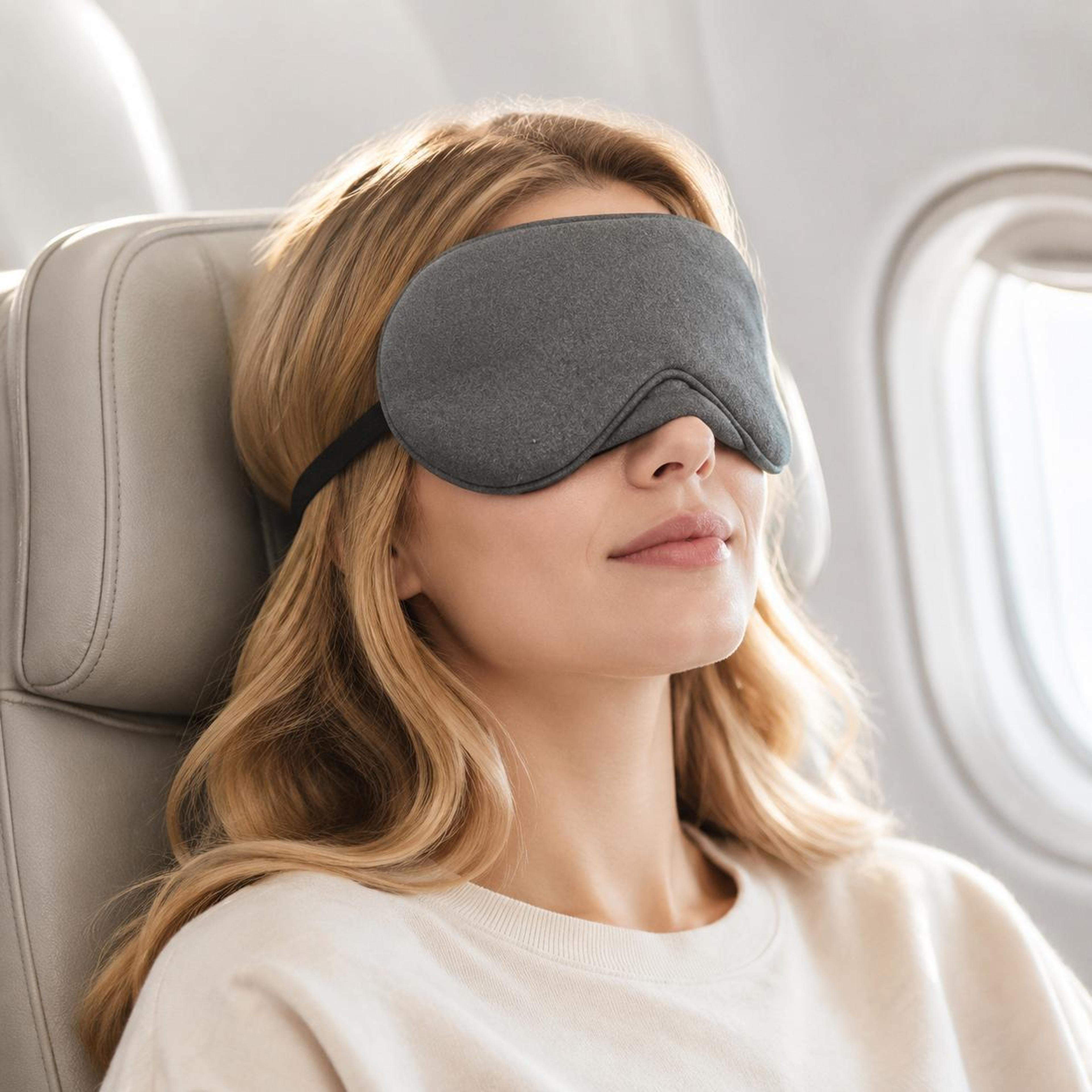 blackout travel eye mask for airplane sleep and naps
