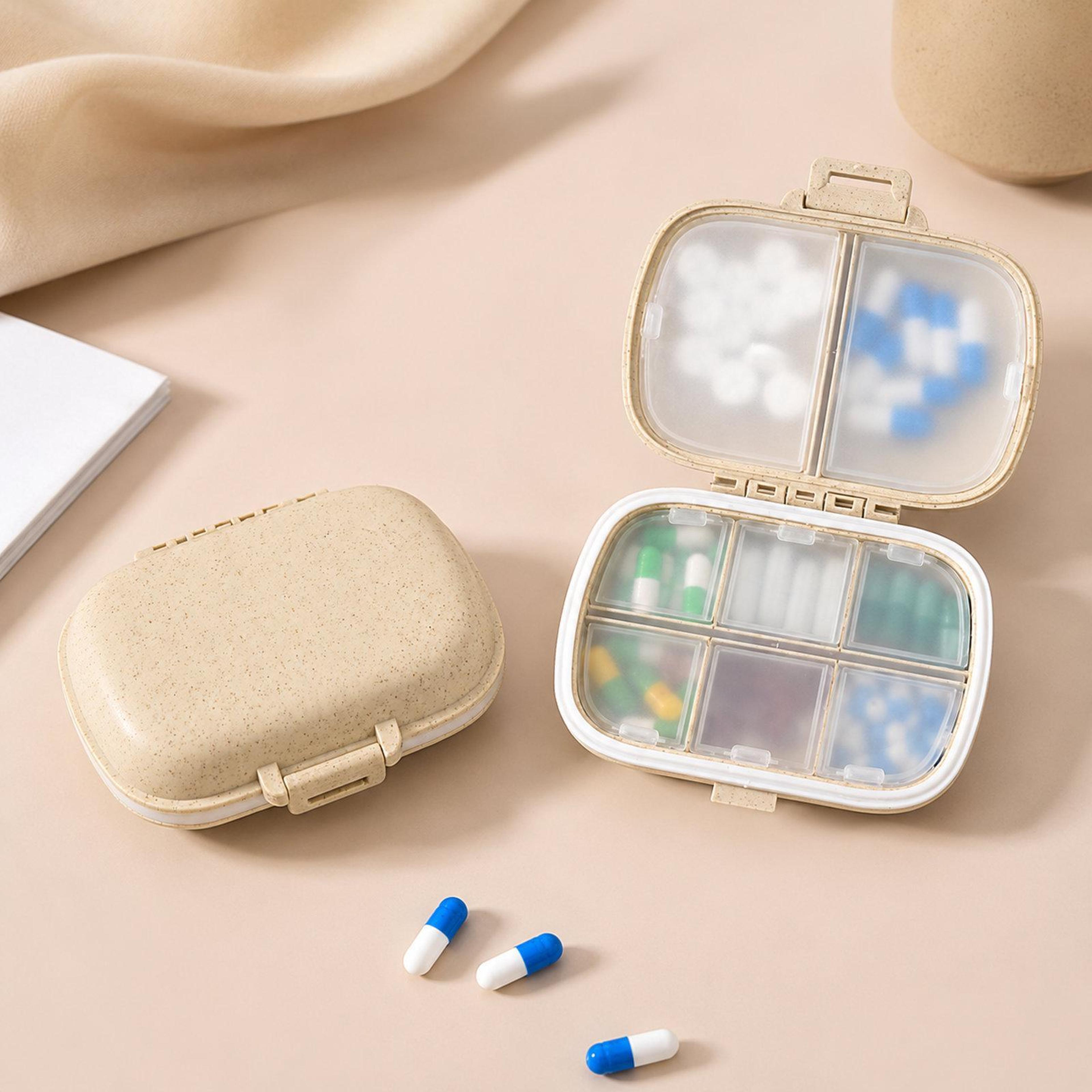 eco compact travel pill organizer compartment portable medicine case wheat straw pill box