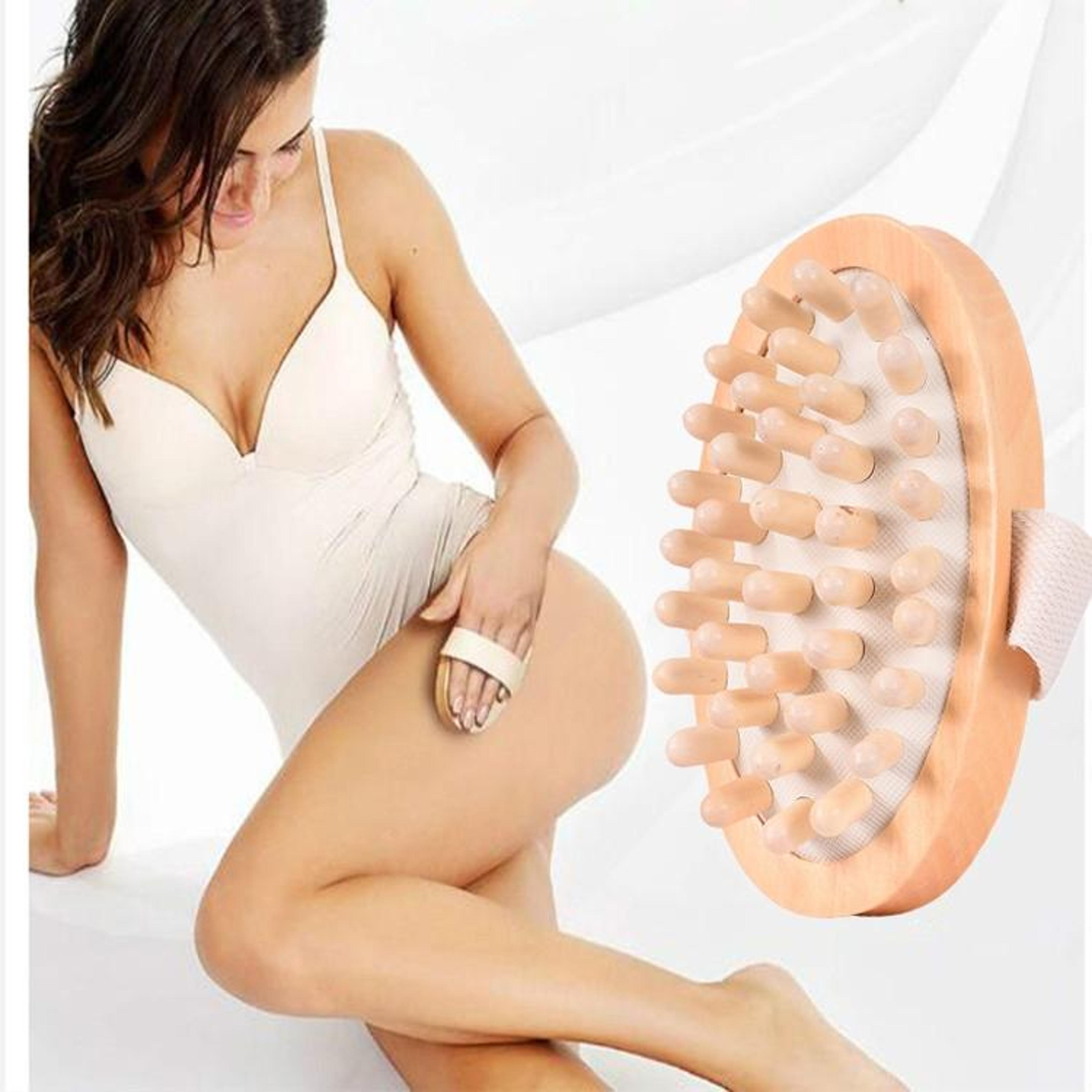 deep relief wooden body massager & cellulite massage brush for lymphatic detox