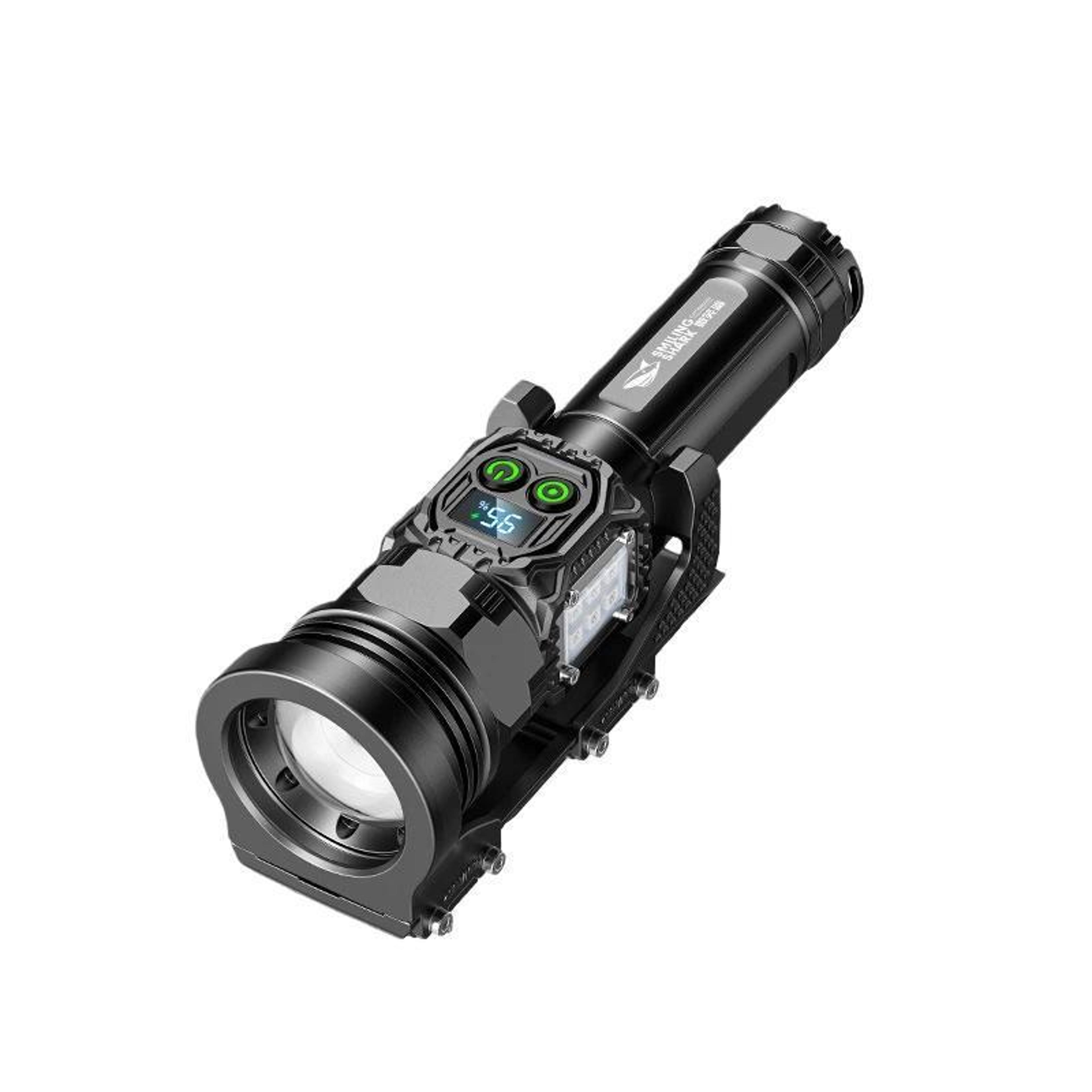 rechargeable led flashlight with power display and rainbow side light