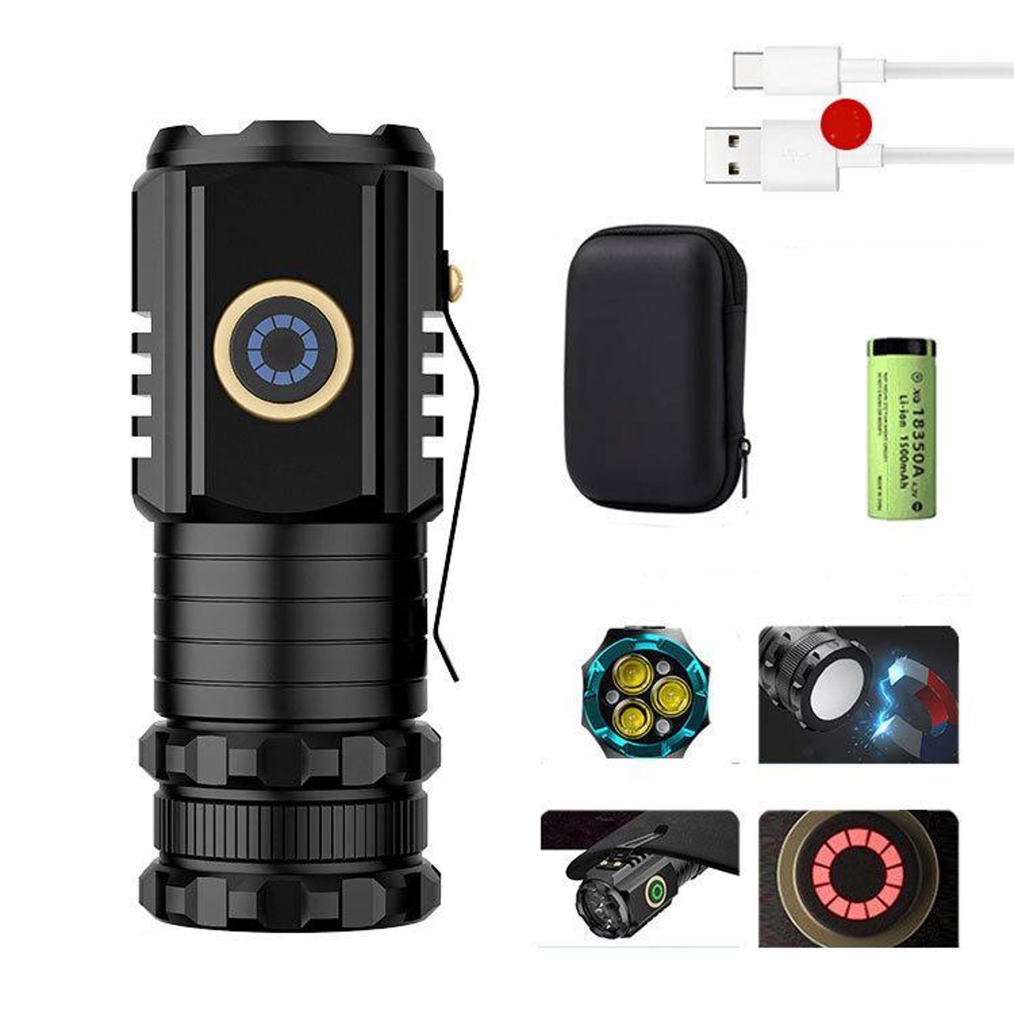 compact rechargeable mini led flashlight waterproof pocket torch with magnetic tail