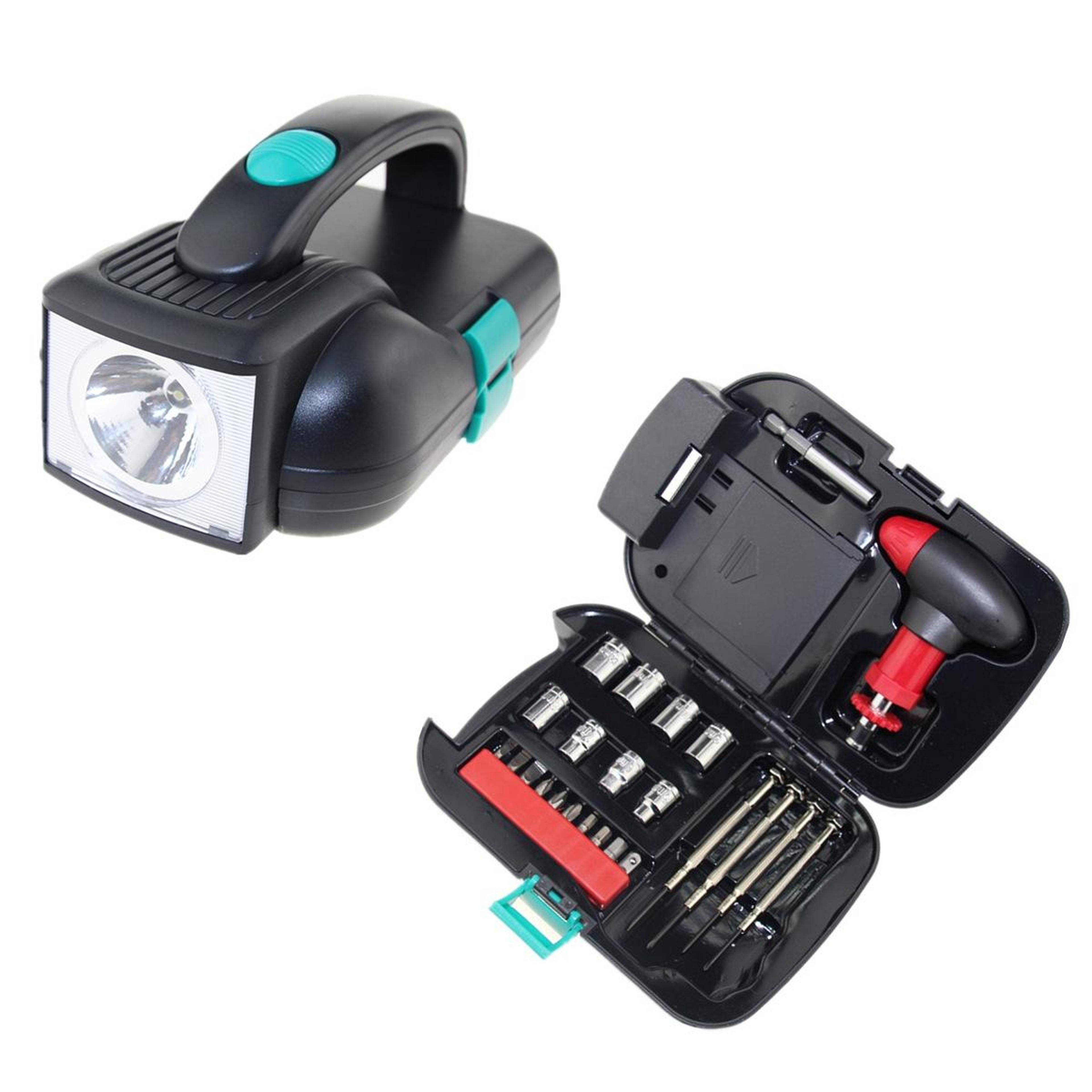 flashlight tool set with integrated led emergency case