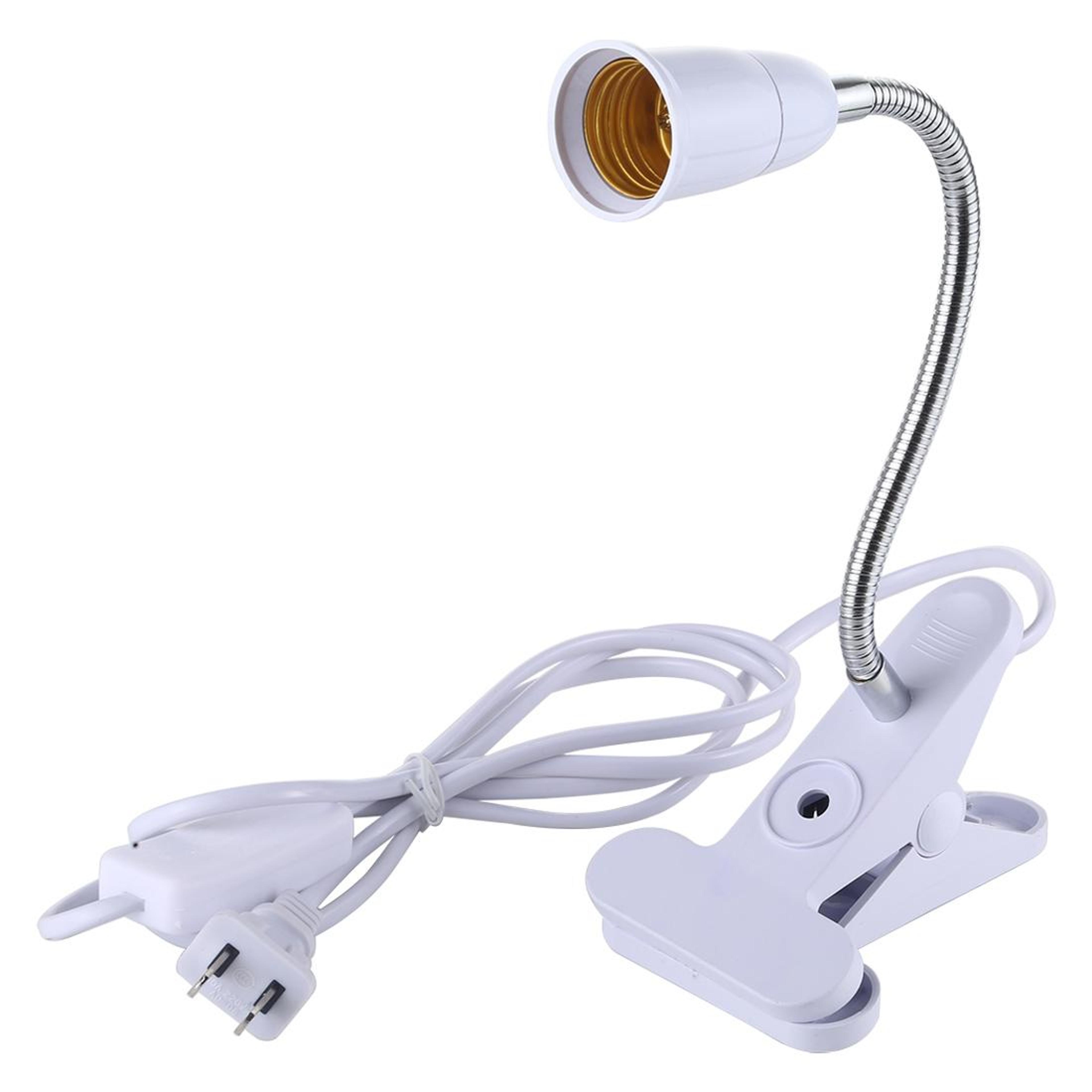 premium e27 clip lamp holder with 360 degree adjustable lamp base, flexible gooseneck & switch us plug