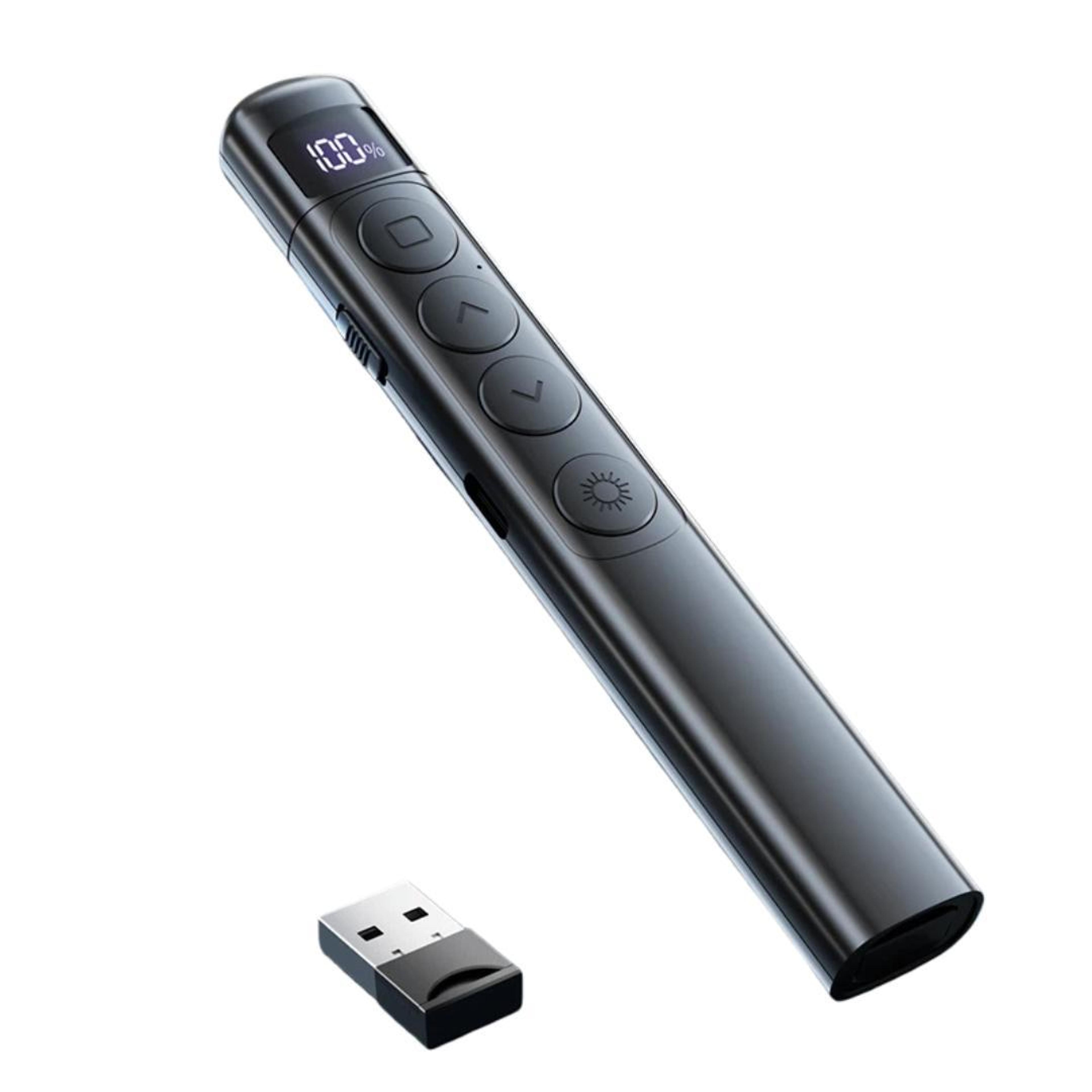 smartdisplay wireless presentation clicker with laser pointer, rechargeable rf