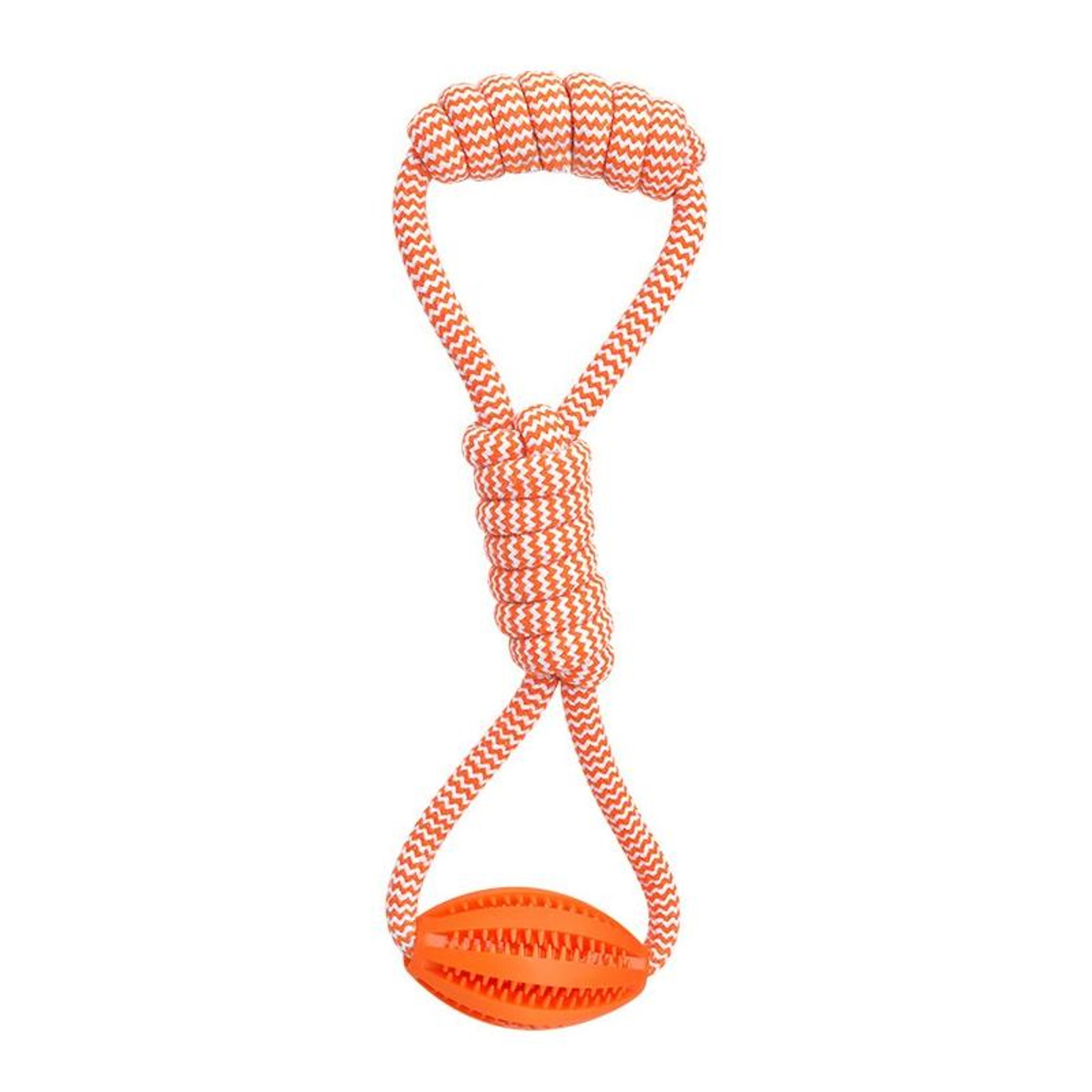 treatflow interactive dog rope toy with treat dispensing ball & dental chew cleaner