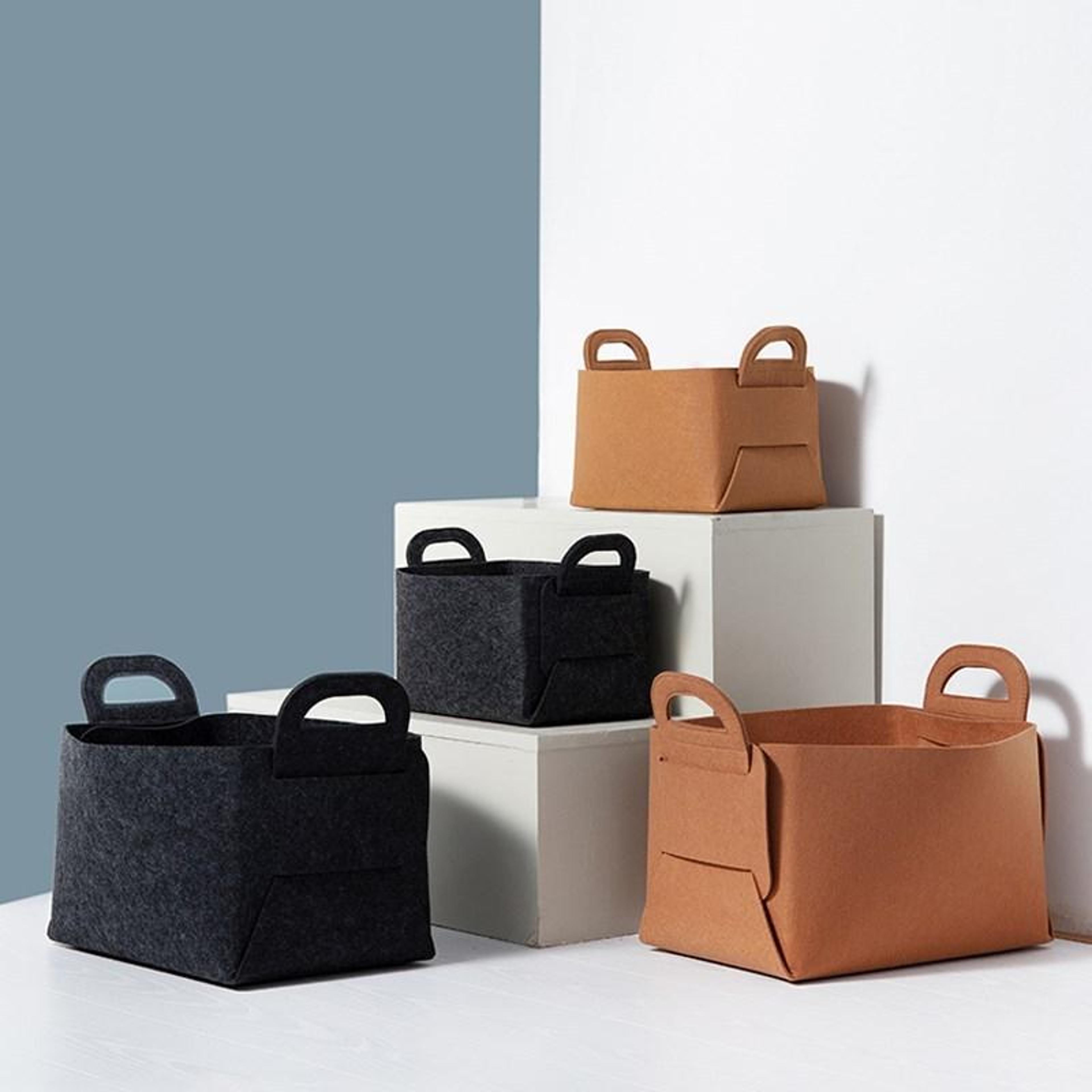 nordic felt folding storage basket set for home organization & clutter free living