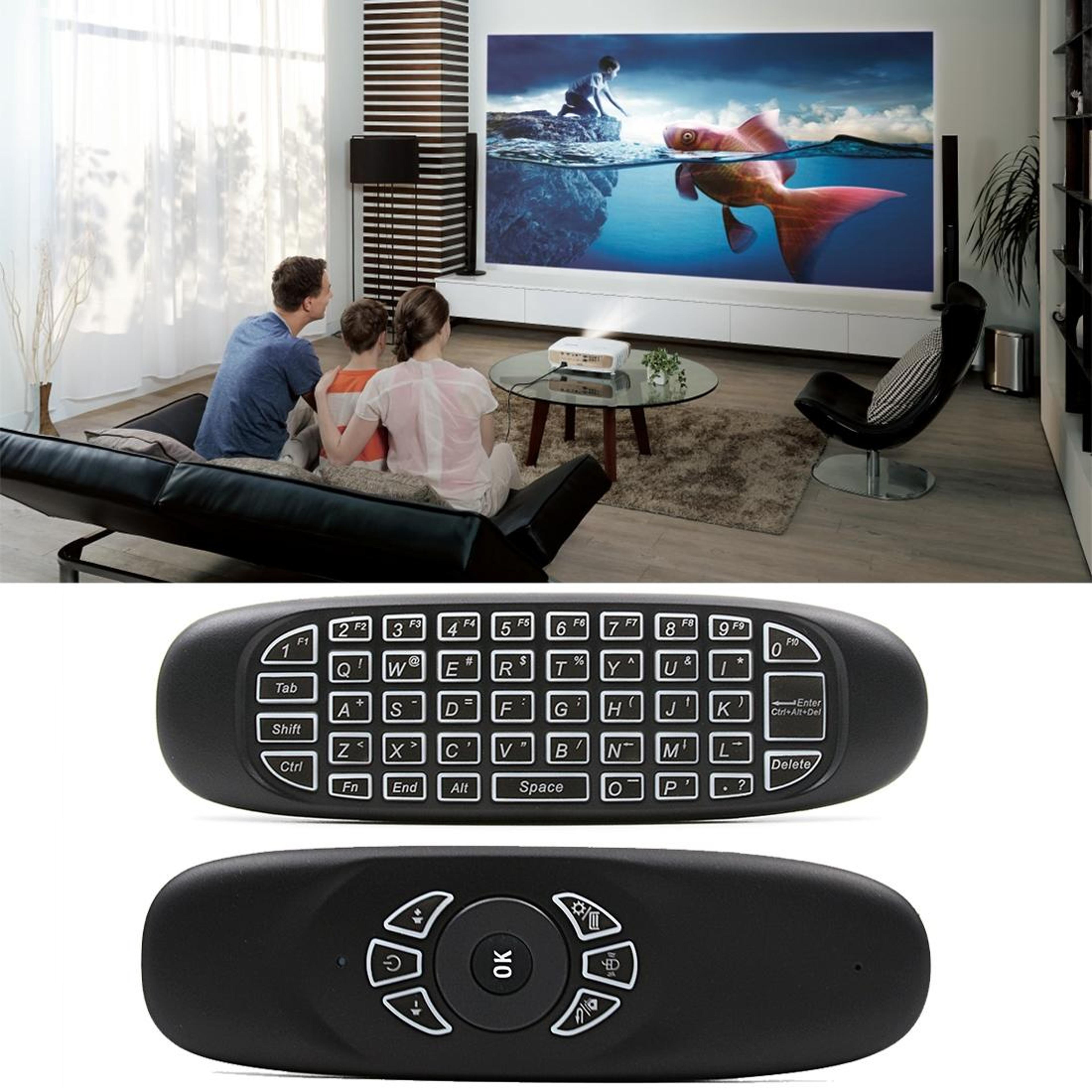 backlit air mouse keyboard with gyroscope remote for android tv, smart tv & pc