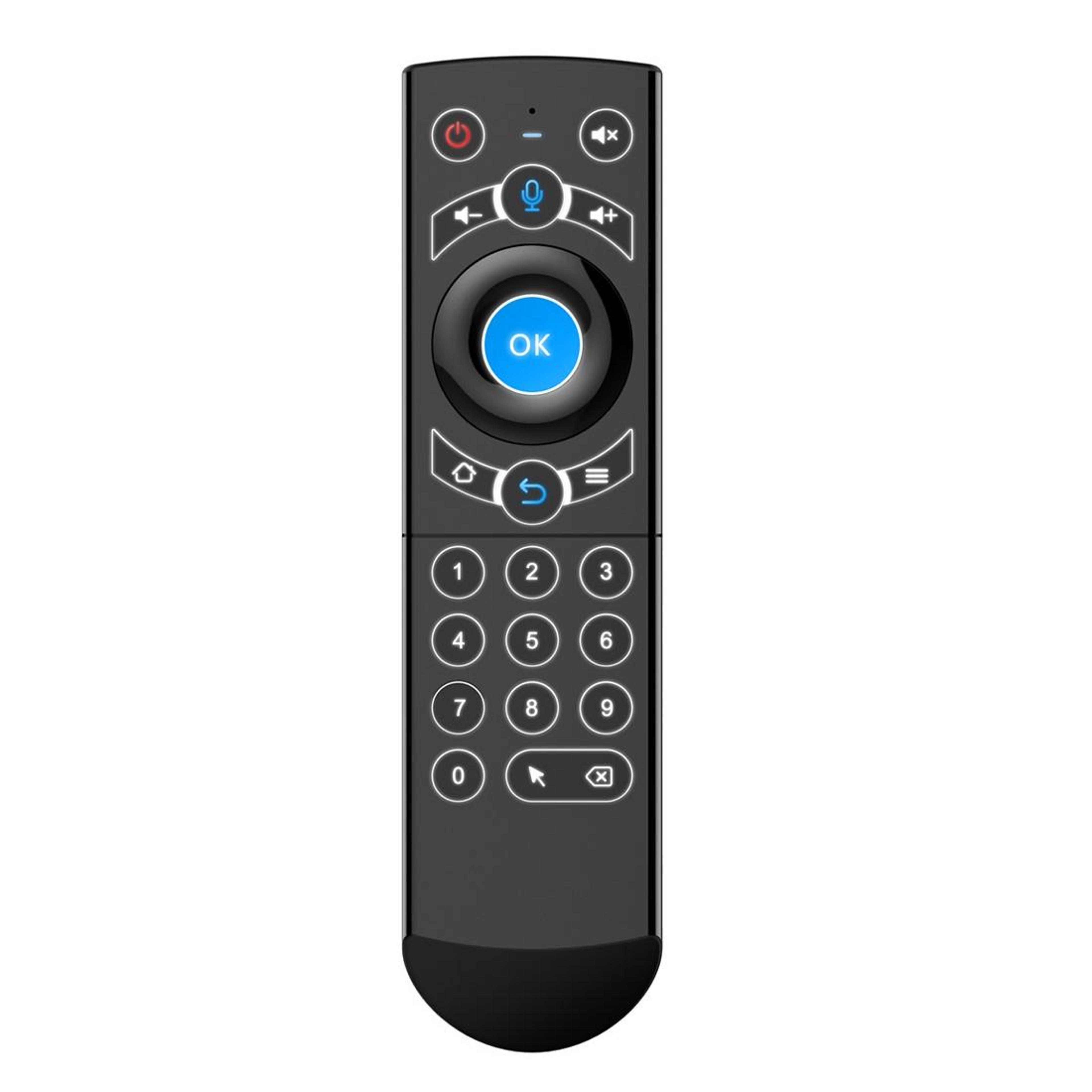 smart voice air mouse remote with backlit keyboard & gyroscope for android tv and pc