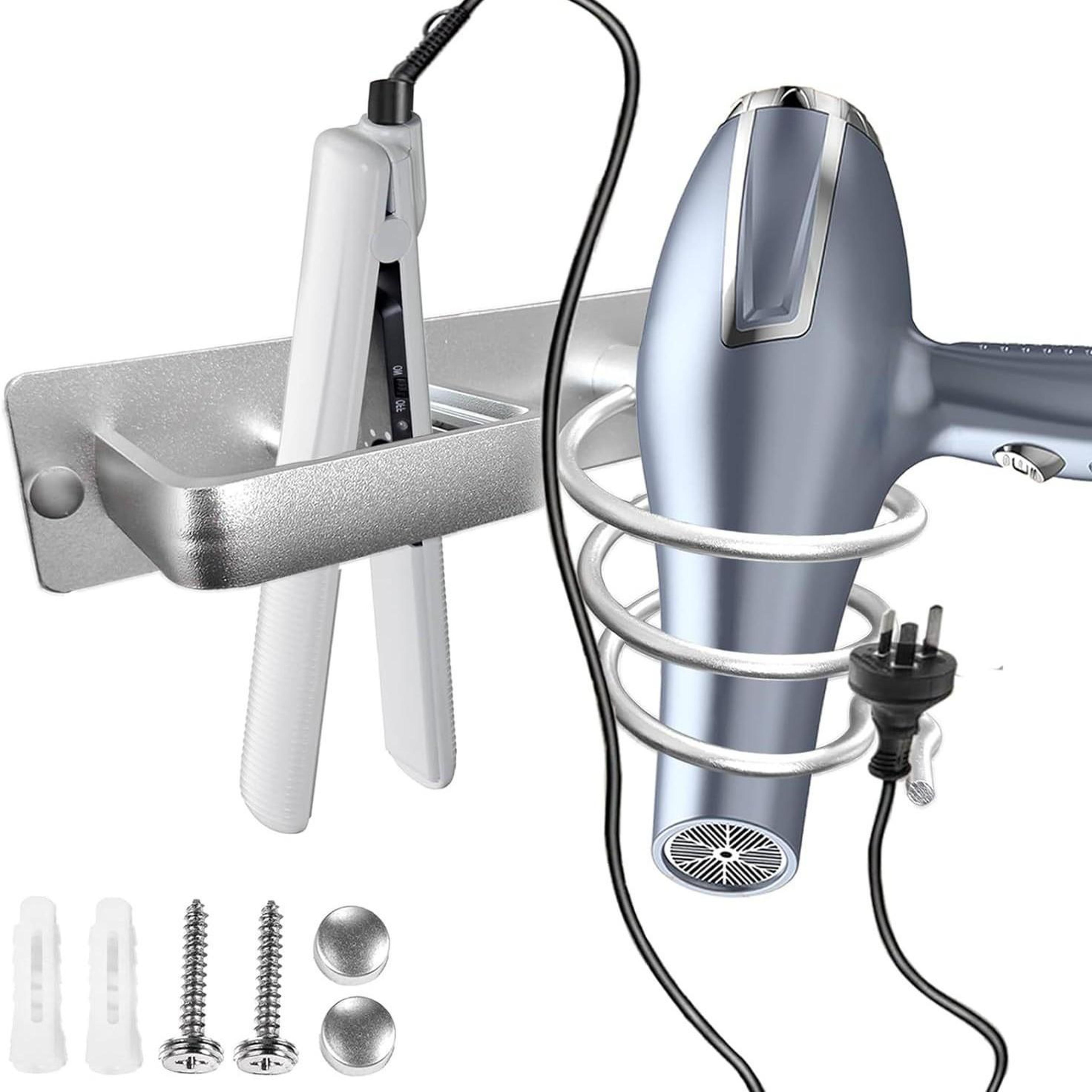hair tool organizer wall mounted hair dryer holder & flat iron storage rack