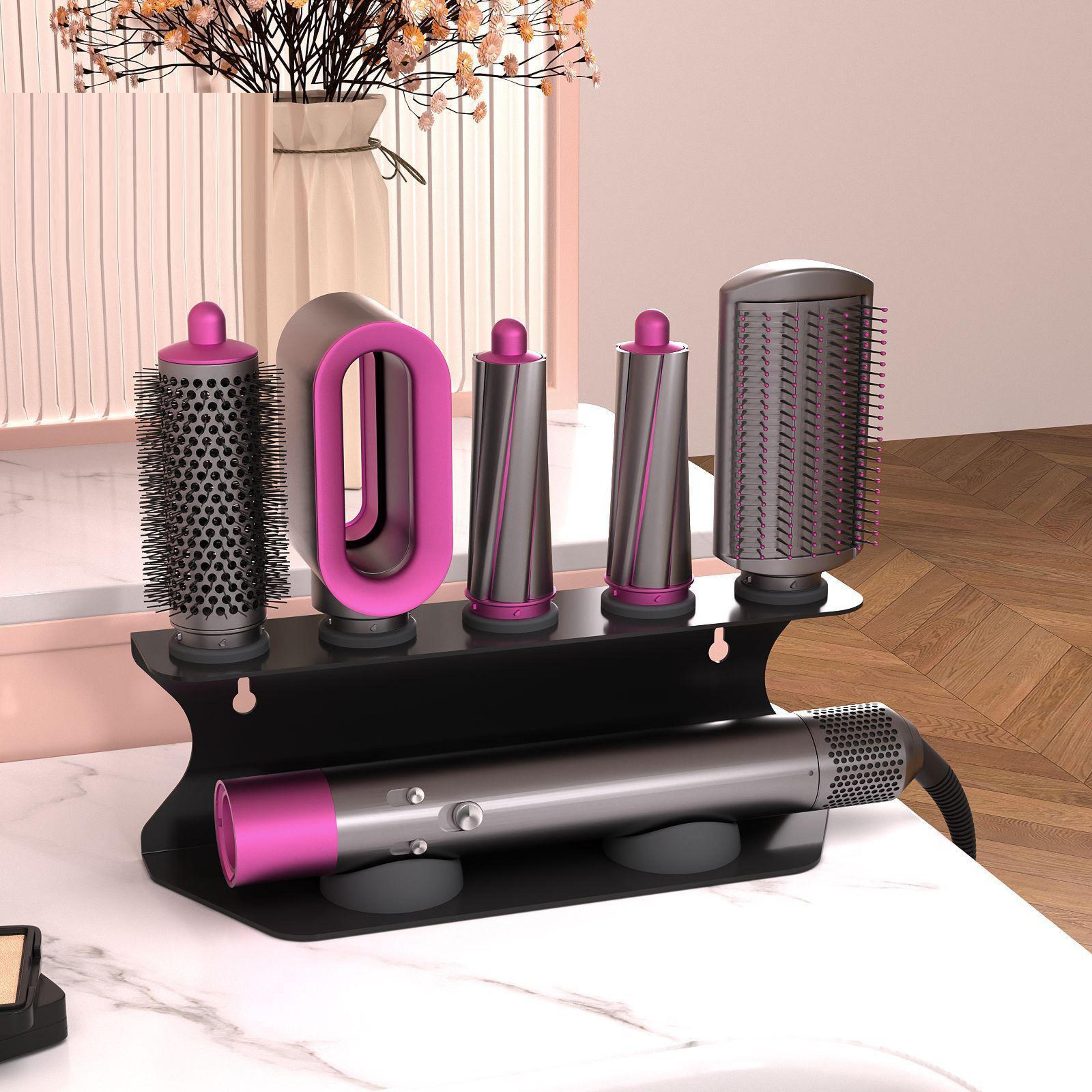 airwrap wall mount organizer rack punch free hair dryer & curling iron storage holder