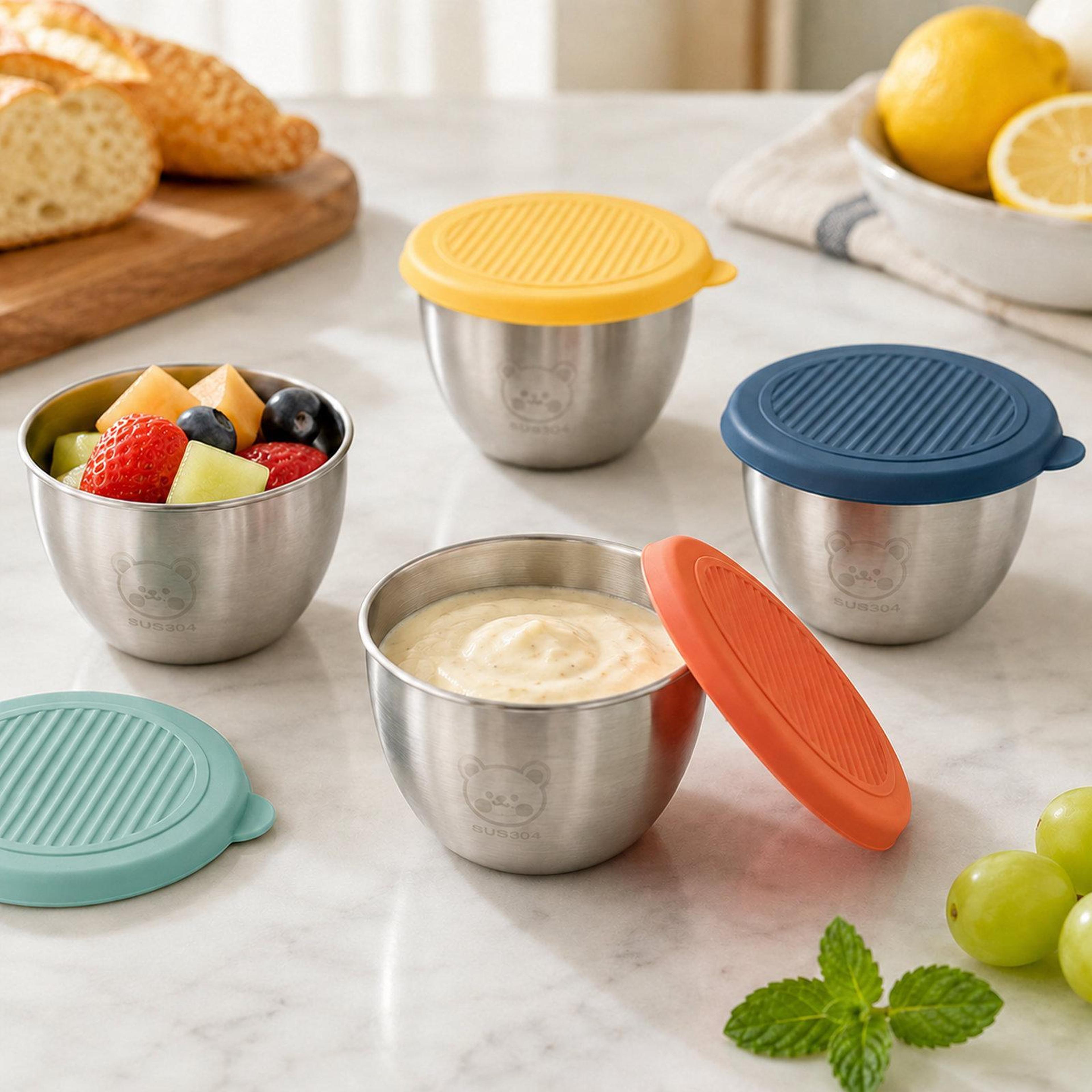 stainless steel sauce containers with lids portable dipping cups set