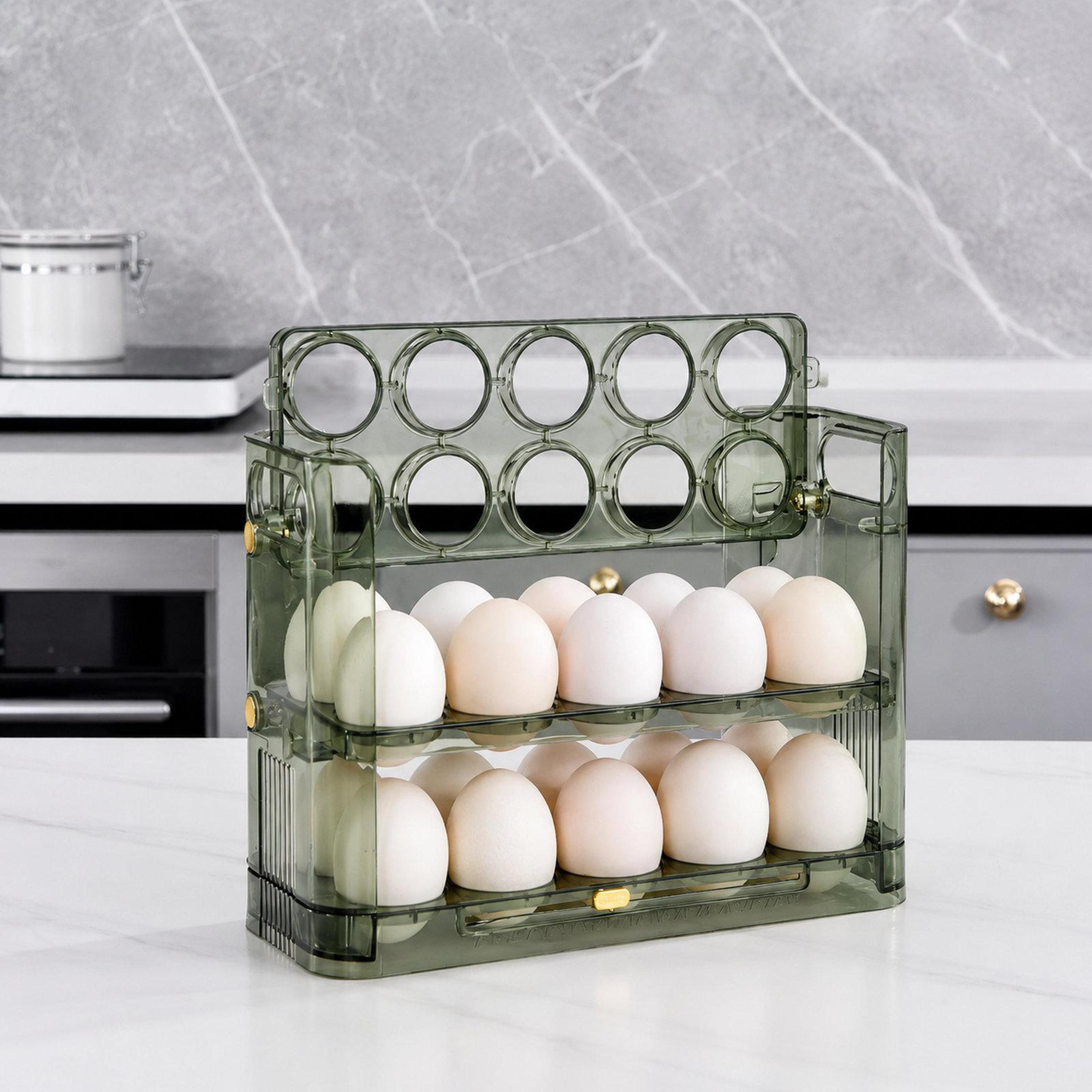 refrigerator door organizer with date tracker, tier flip up egg holder for refrigerator