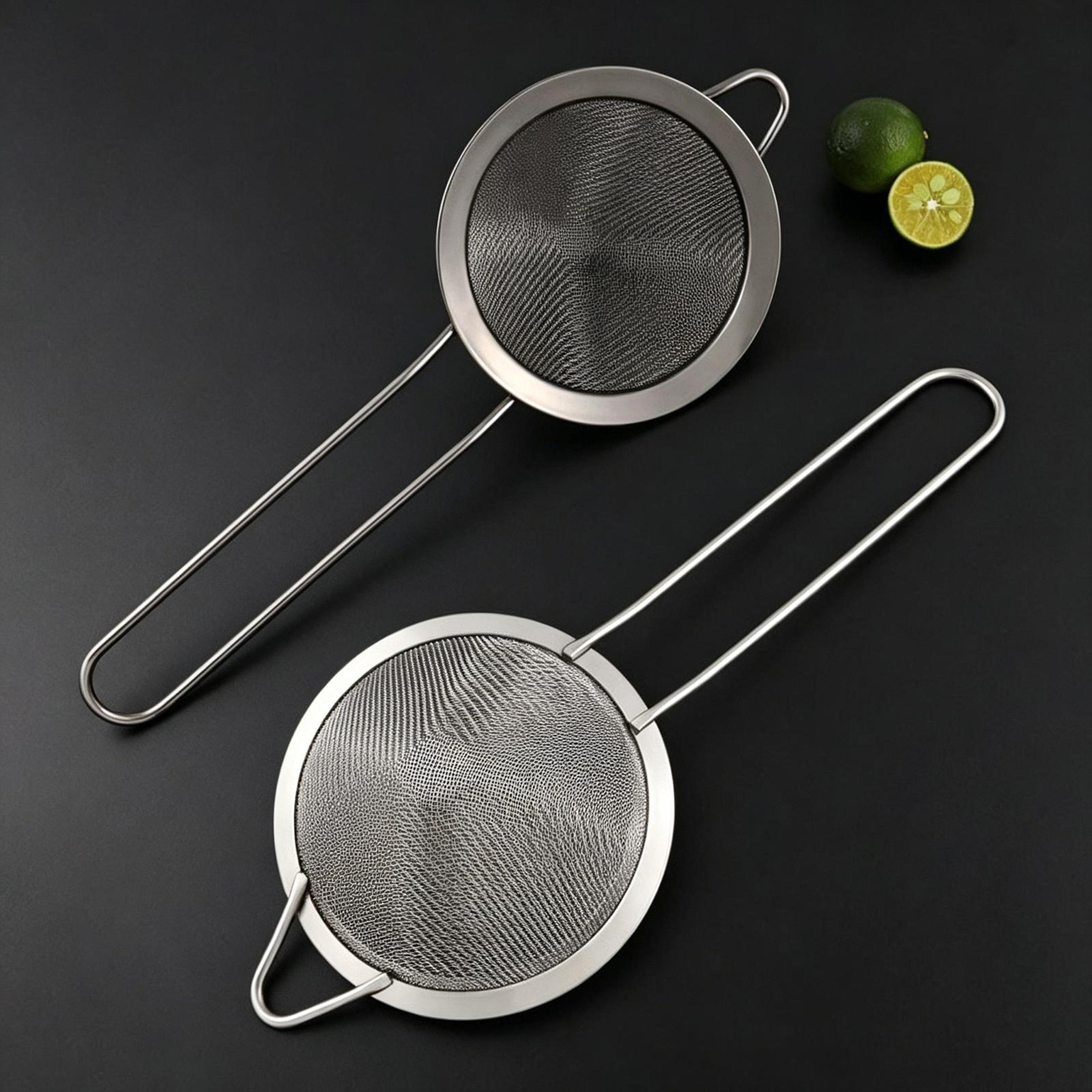 stainless steel fine mesh oil strainer with pointed handle for kitchen filtering