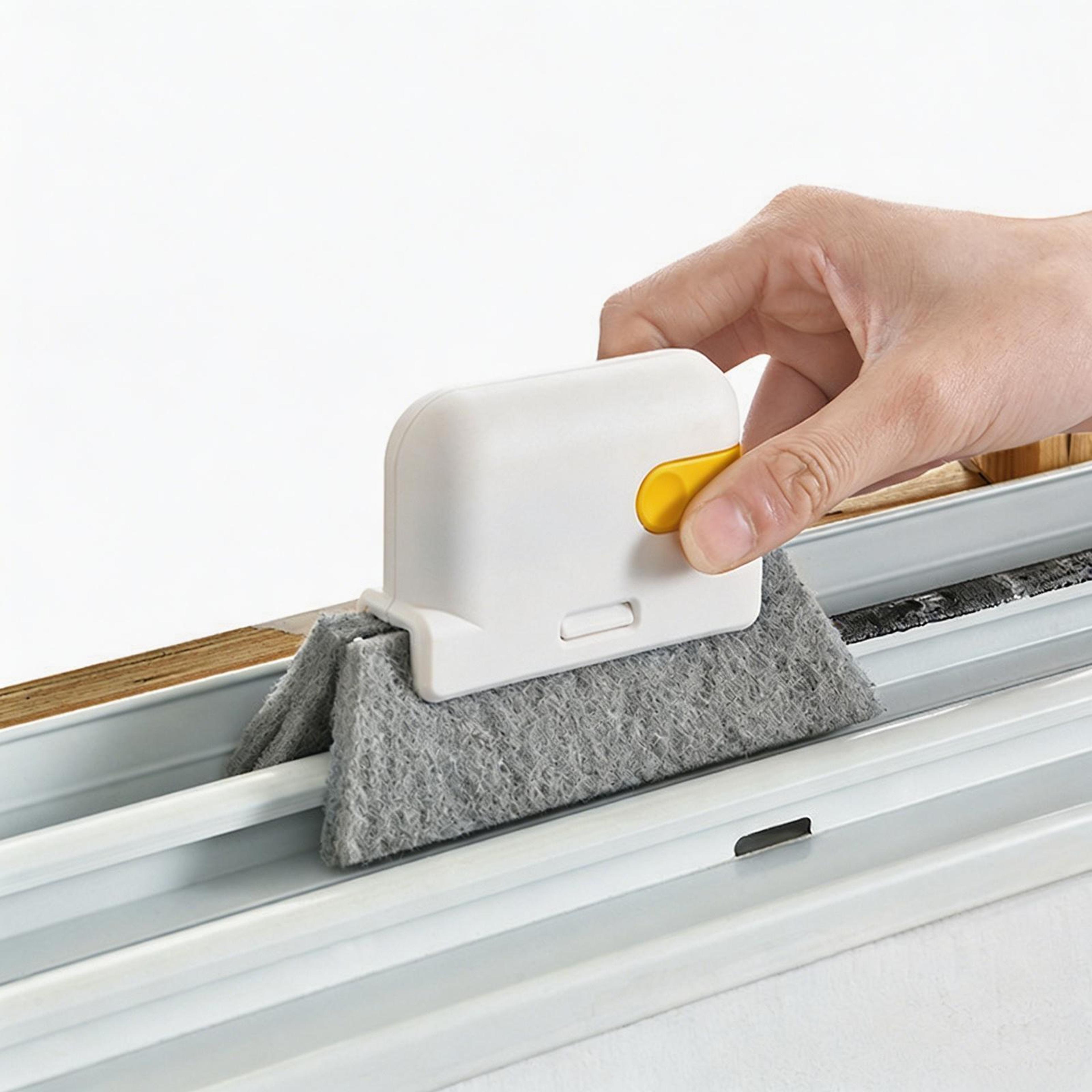 window track cleaner & crevice cleaning brush with hidden scraper