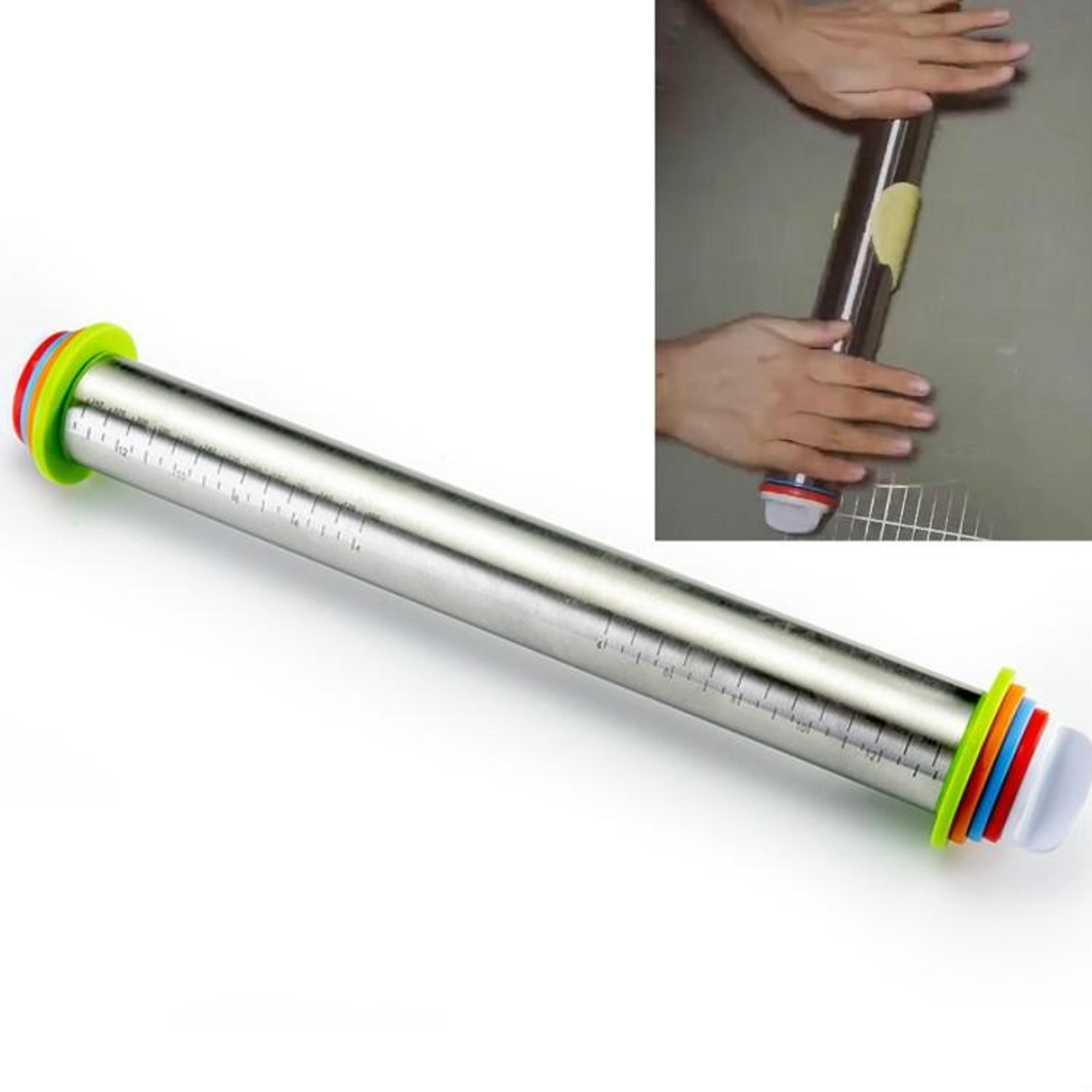 adjustable rolling pin with thickness rings for perfect dough & pastry baking