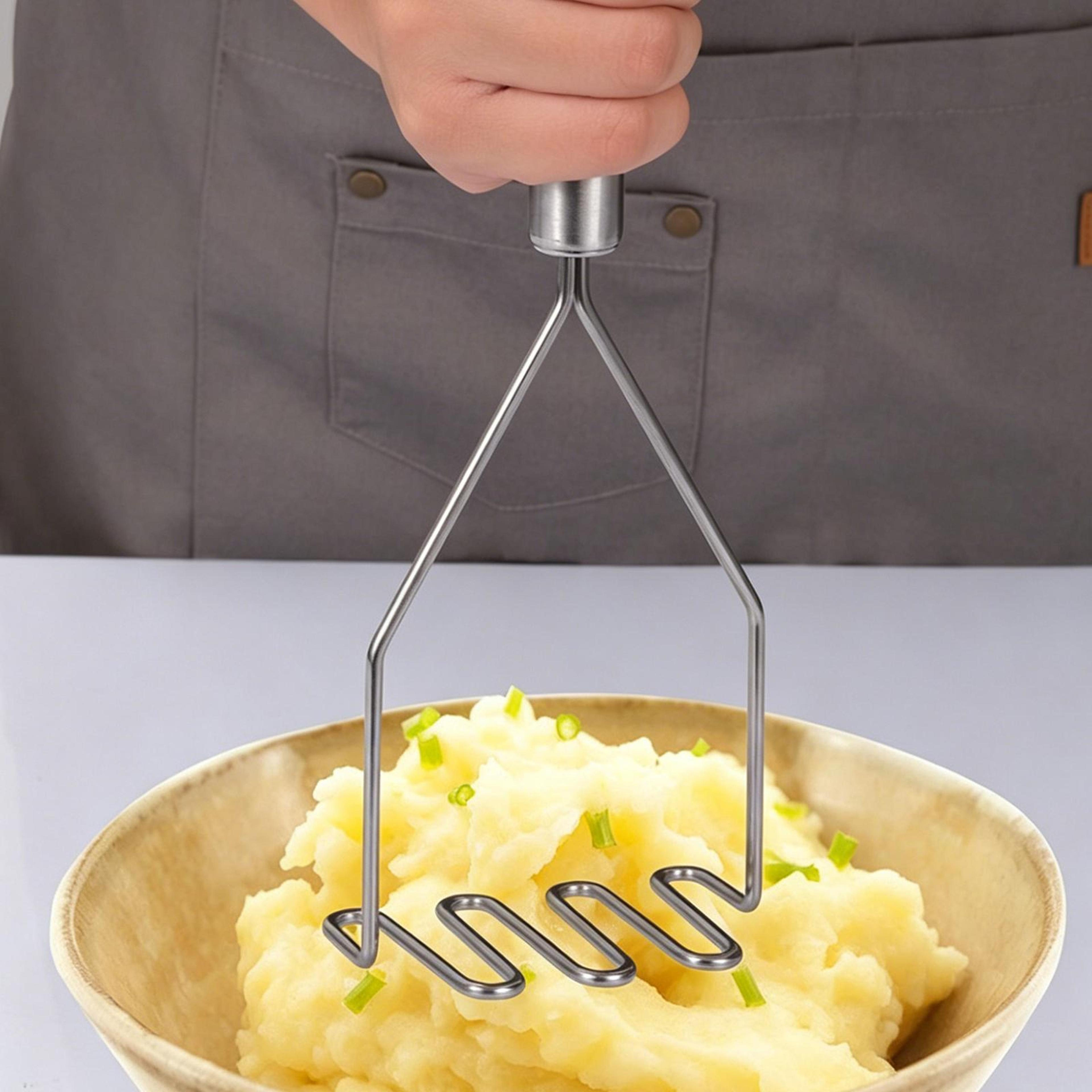premium potato masher stainless steel wavy press for smooth mashed potatoes & vegetables