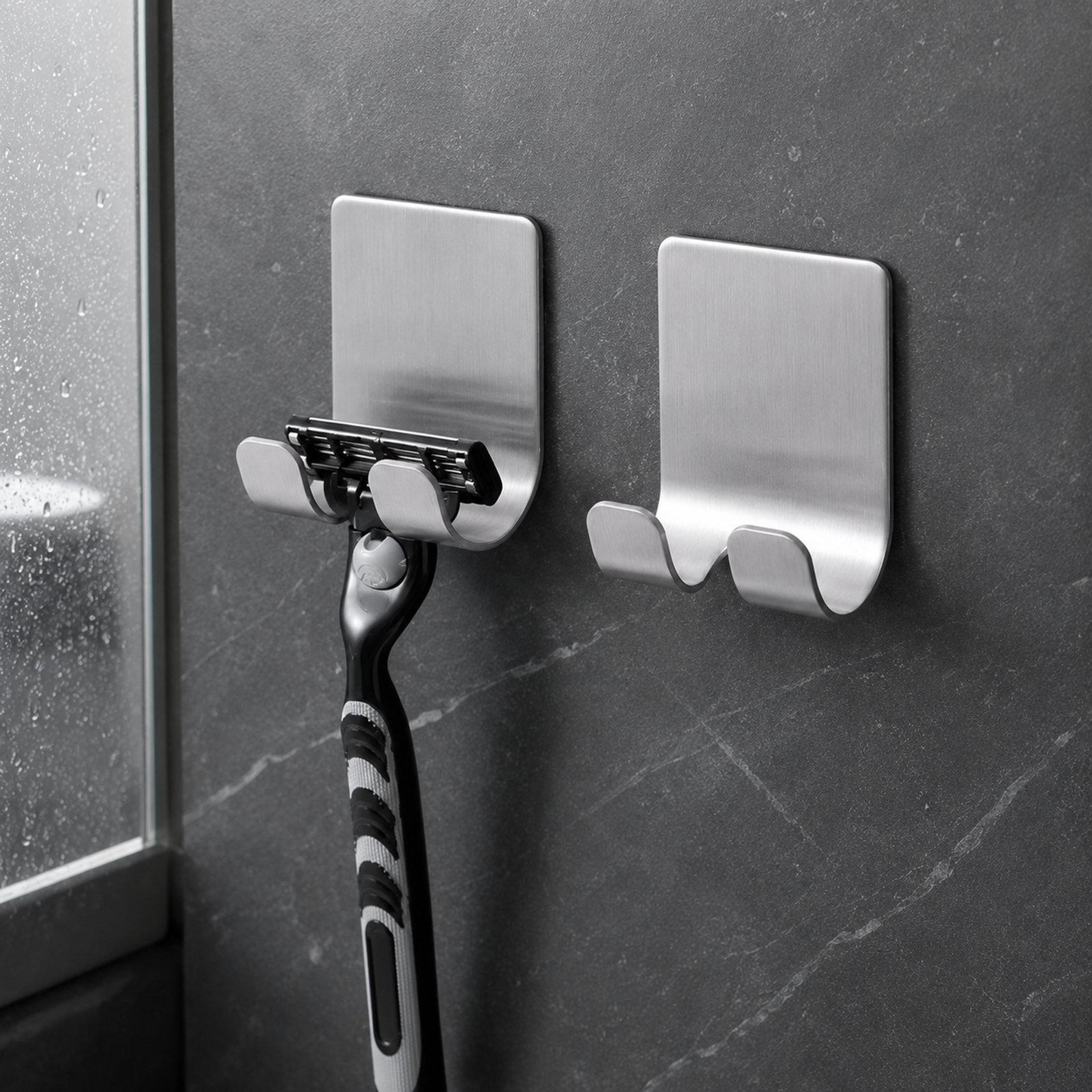 stainless steel razor holder for shower wall no drill adhesive shaver & utility hook organizer