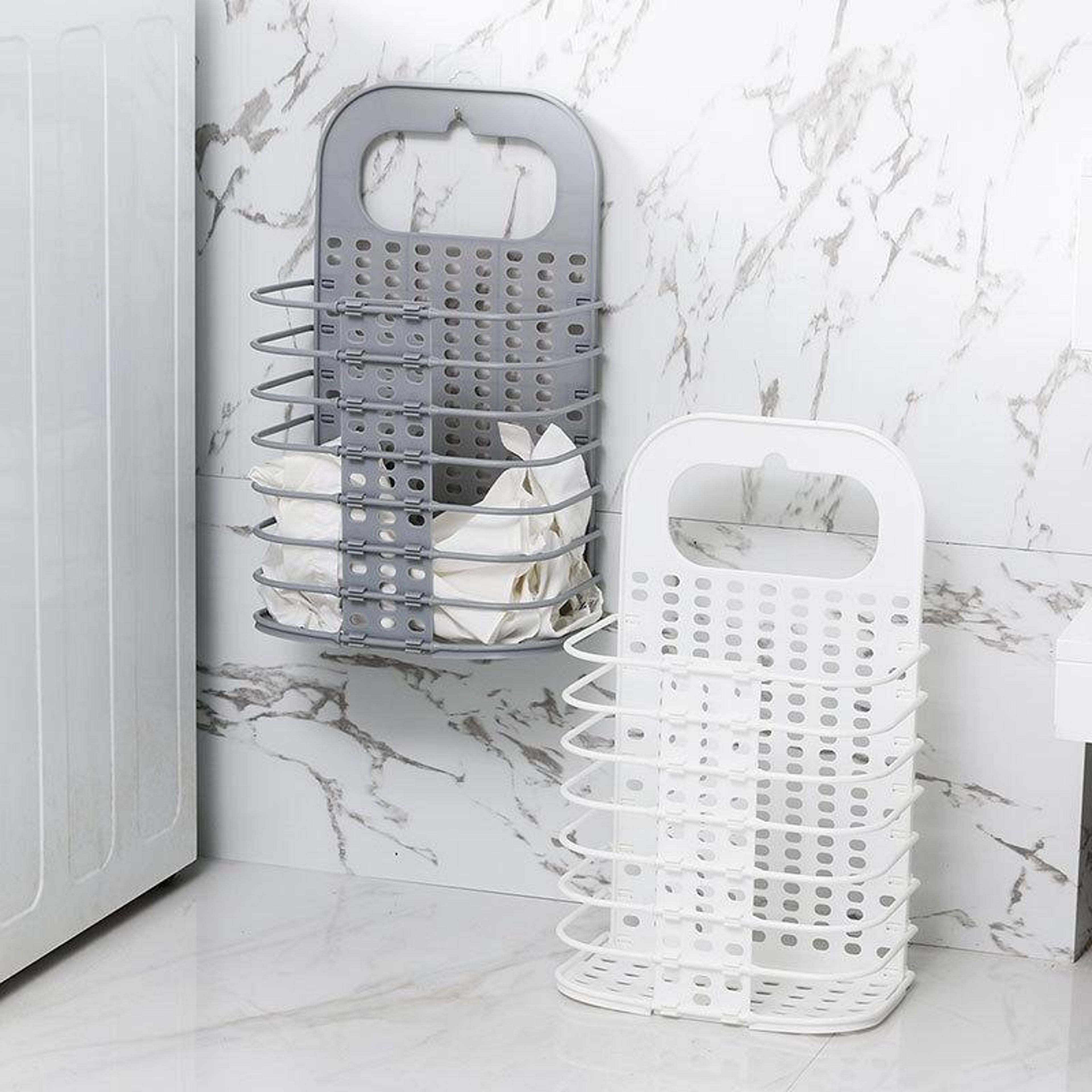 spacesaver wall mounted folding laundry basket & toy storage organizer