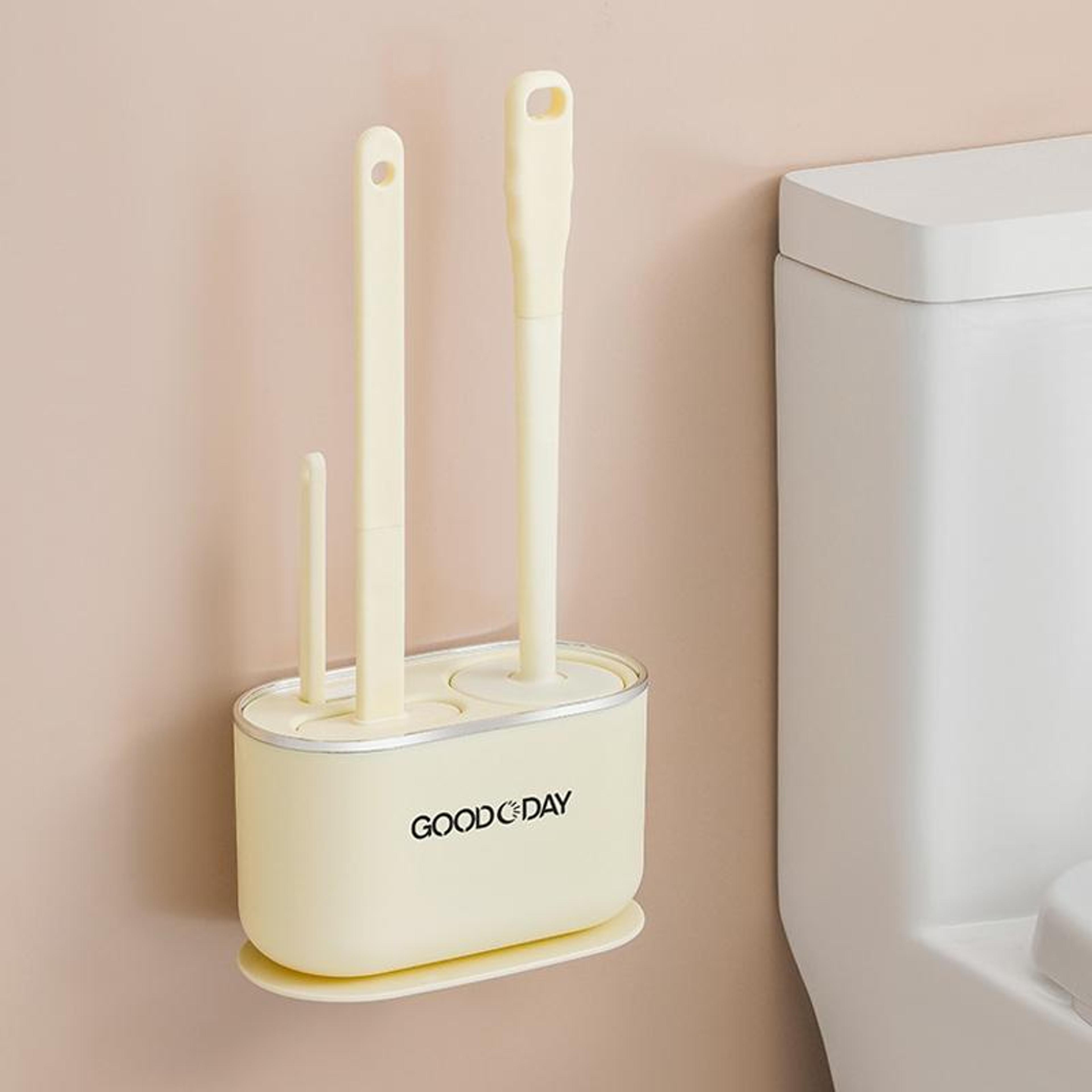 wall mounted toilet brush set with tpr toilet brush & crevice cleaner