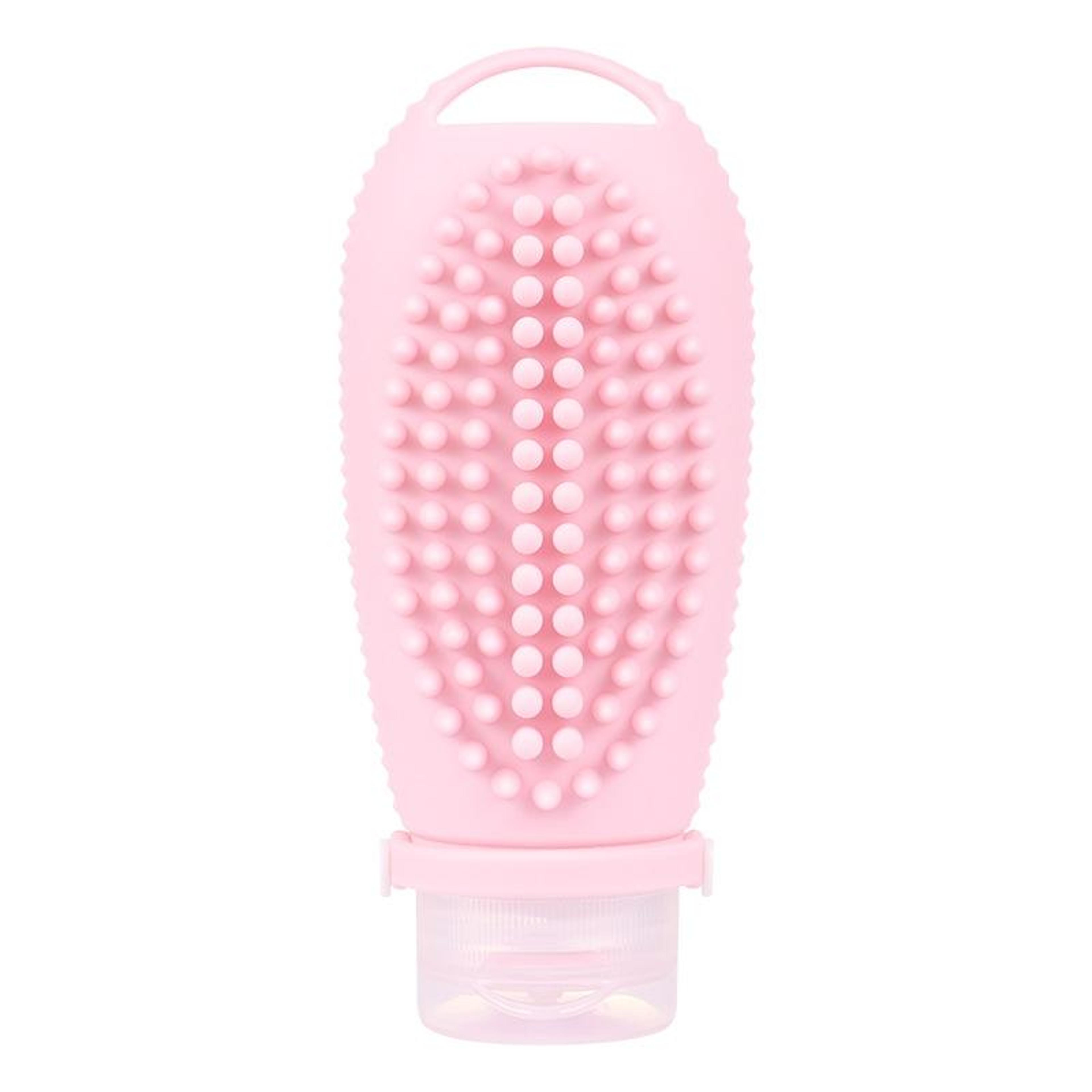 silicone travel dispenser bottle with massage brush for shampoo & lotion portable