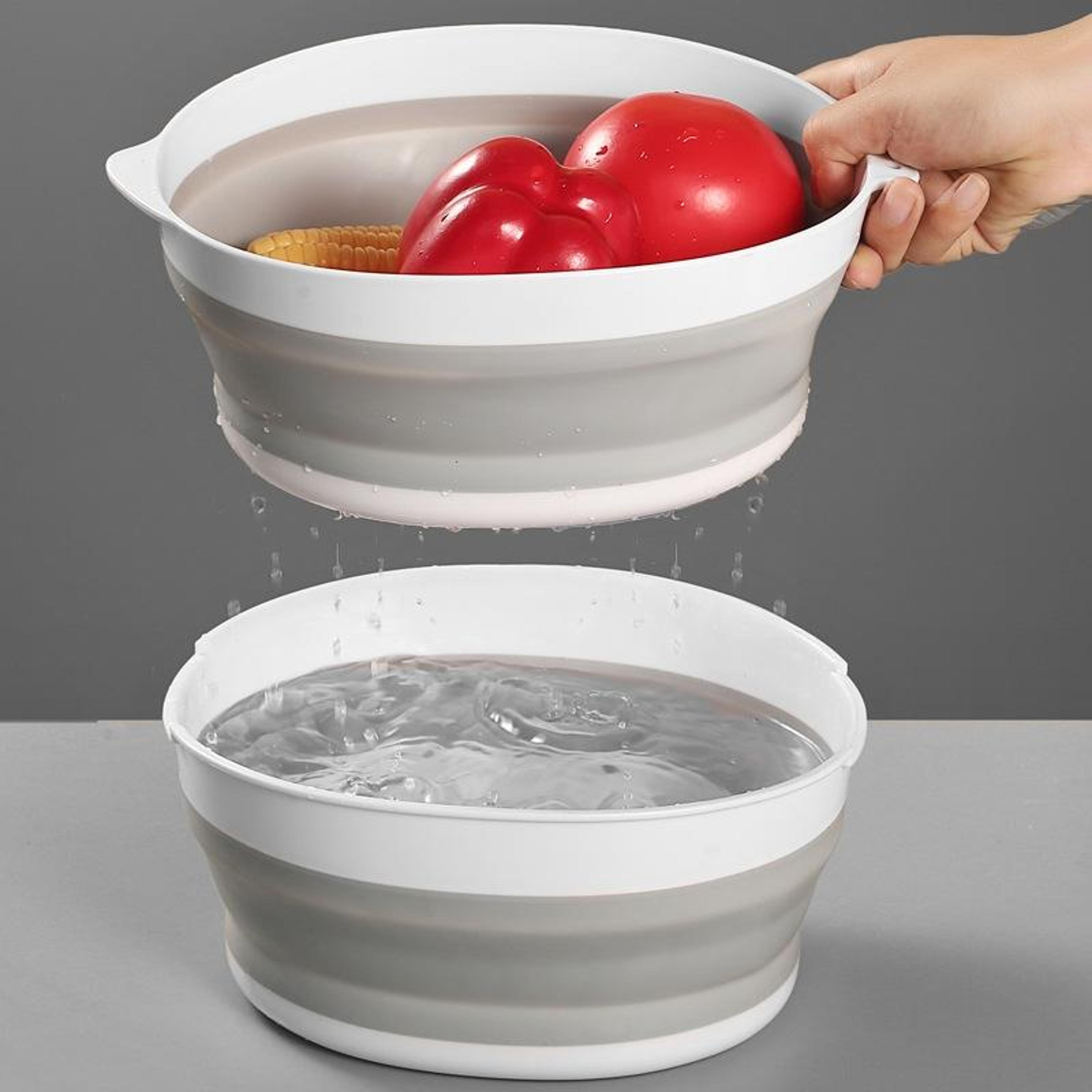 double layer foldable drain washing basket set collapsible colander & vegetable washing basket