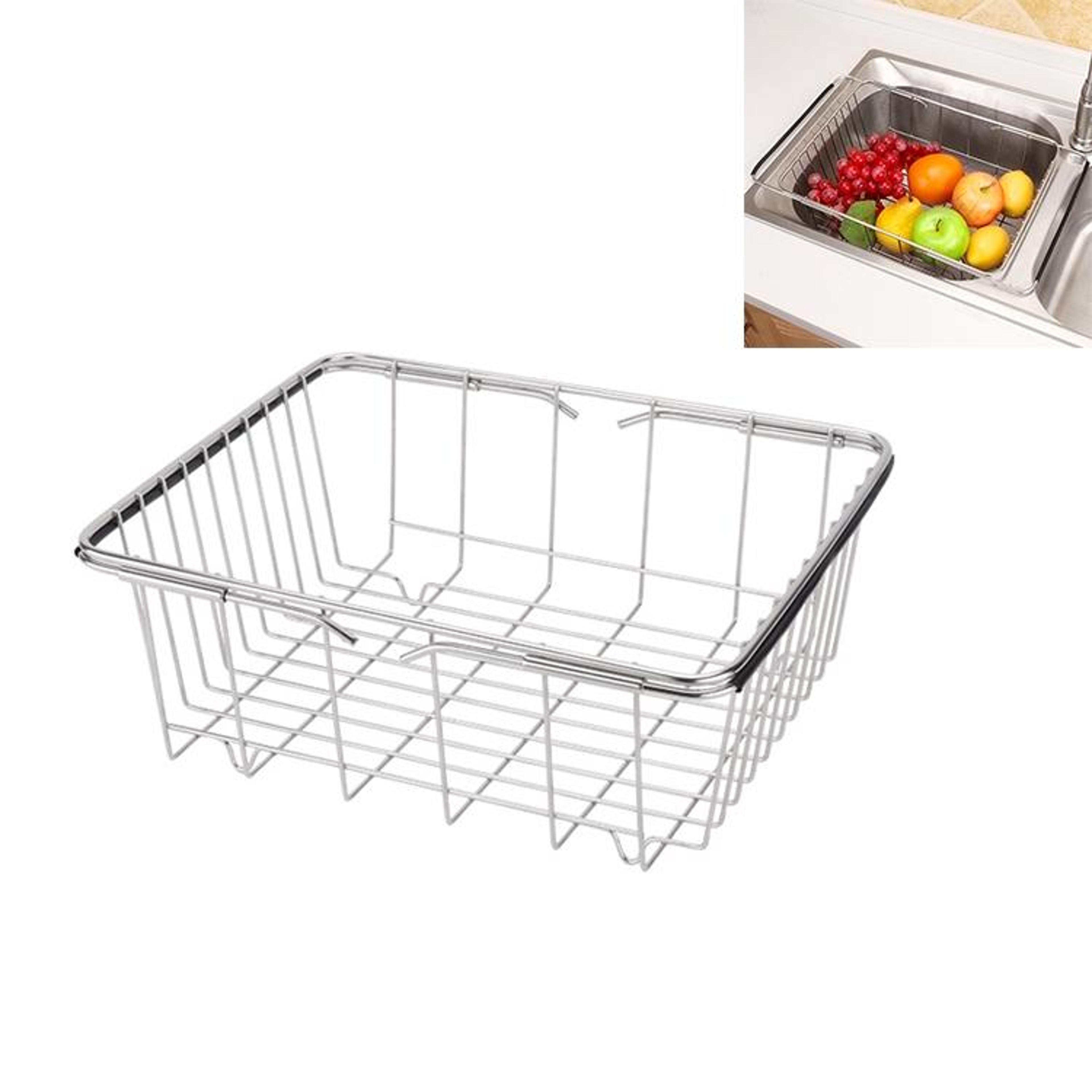 adjustable over sink dish drainer basket stainless steel kitchen rack