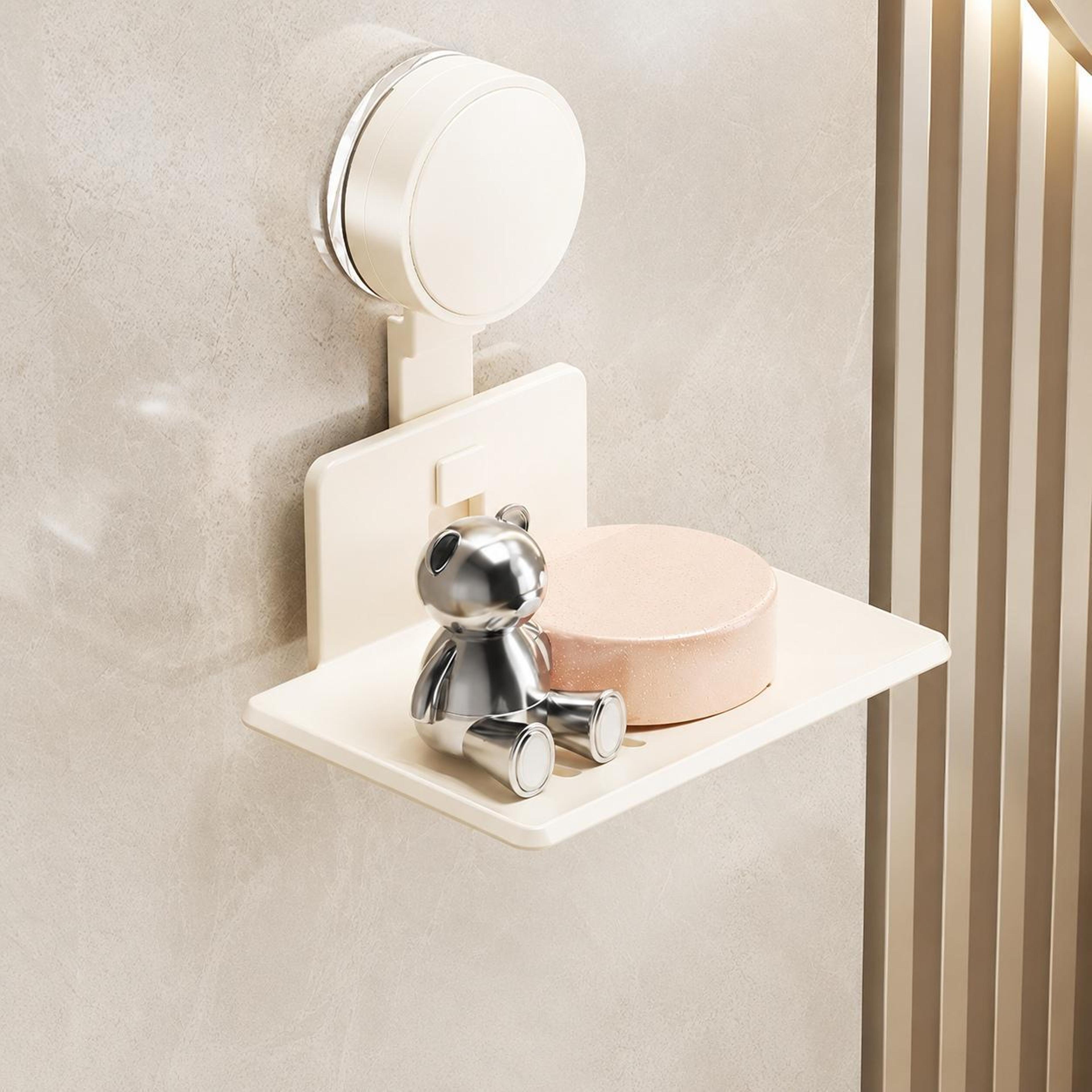 no drill suction cup soap holder drainable wall mounted bathroom storage tray