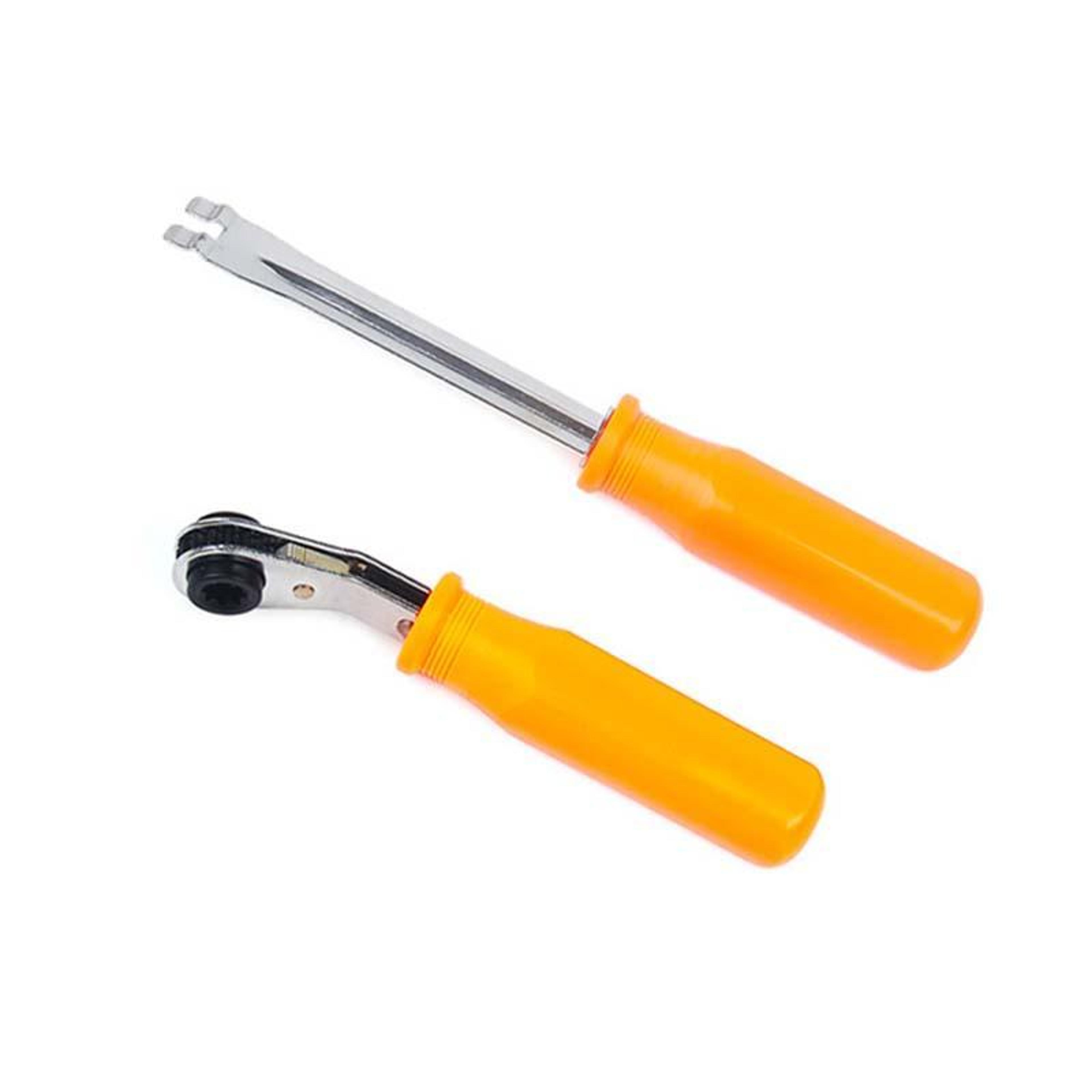 heavy duty automatic slack adjuster tool set with ratcheting wrench for air brake systems