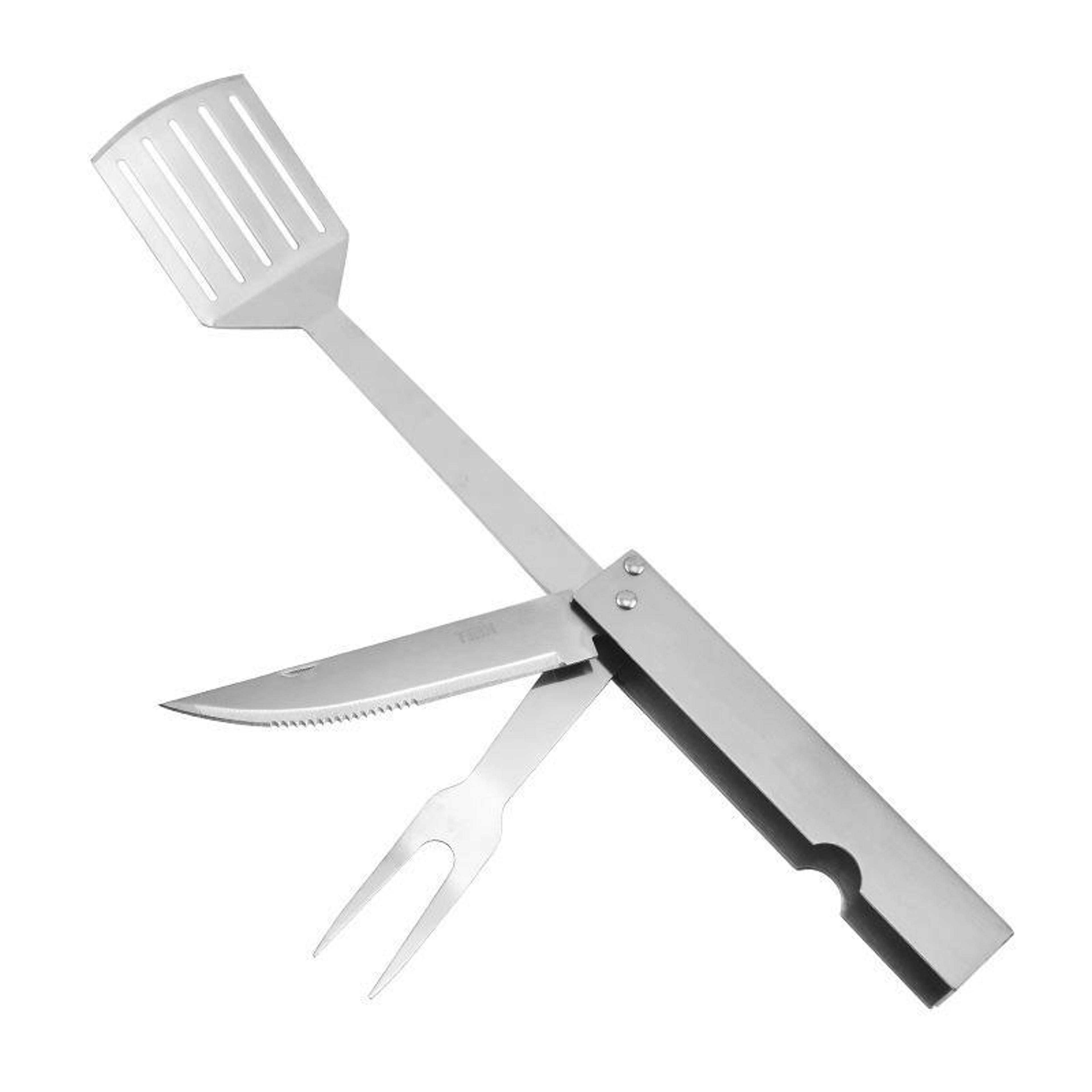portable bbq tongs set stainless steel grill fork & knife multitool