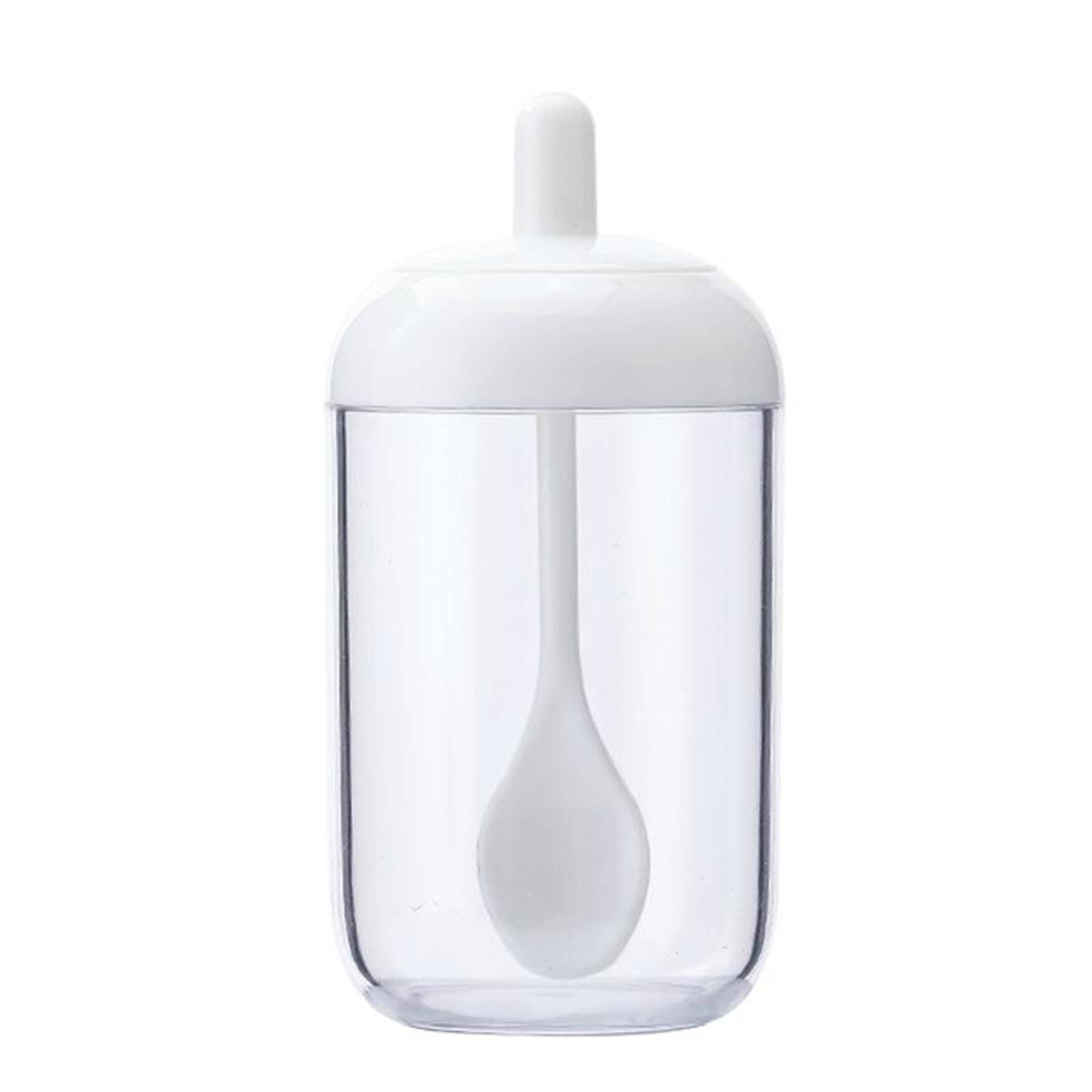 modern round spice jar with spoon for salt, sugar & seasoning storage