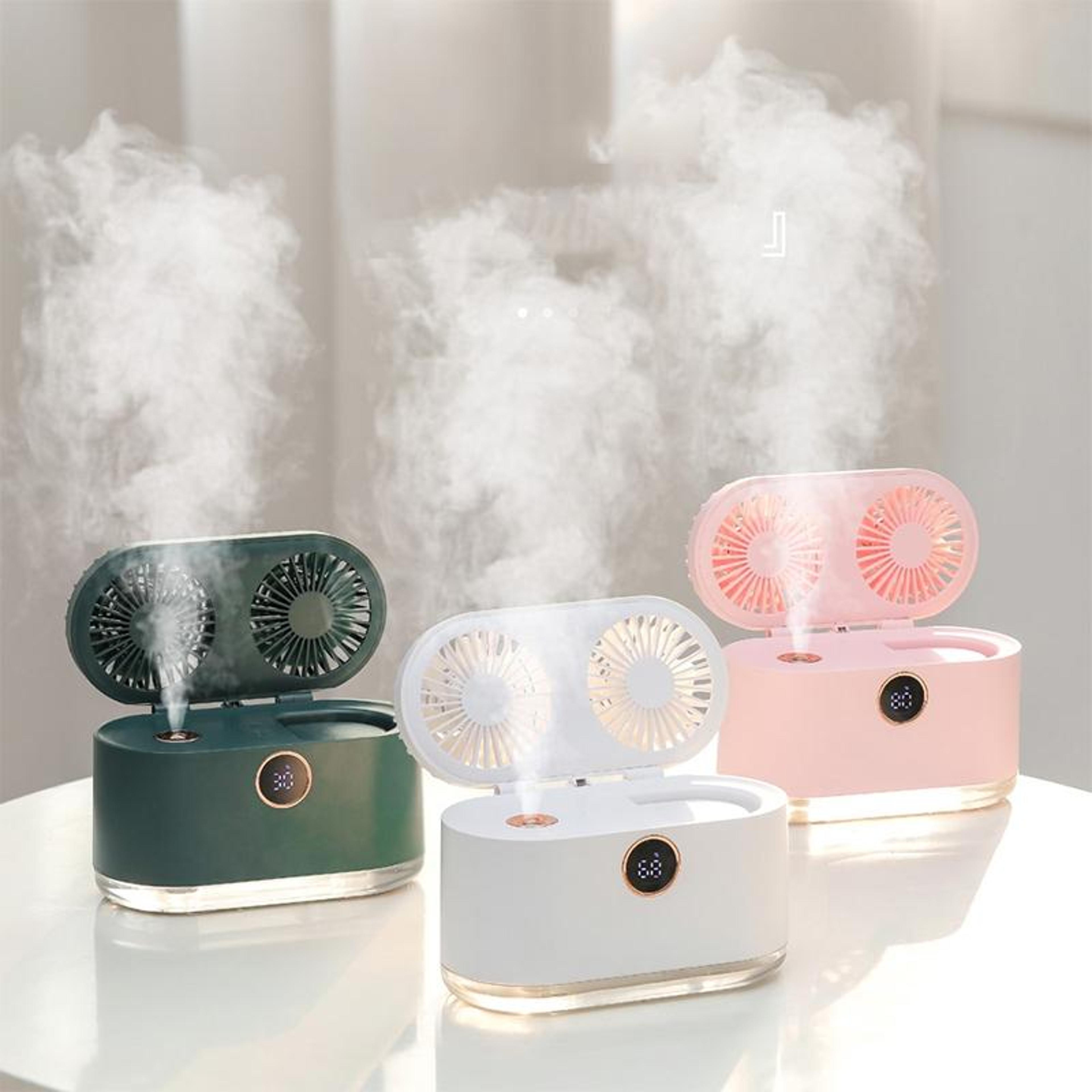 dual leaf usb misting desktop air cooler with humidifier & night light