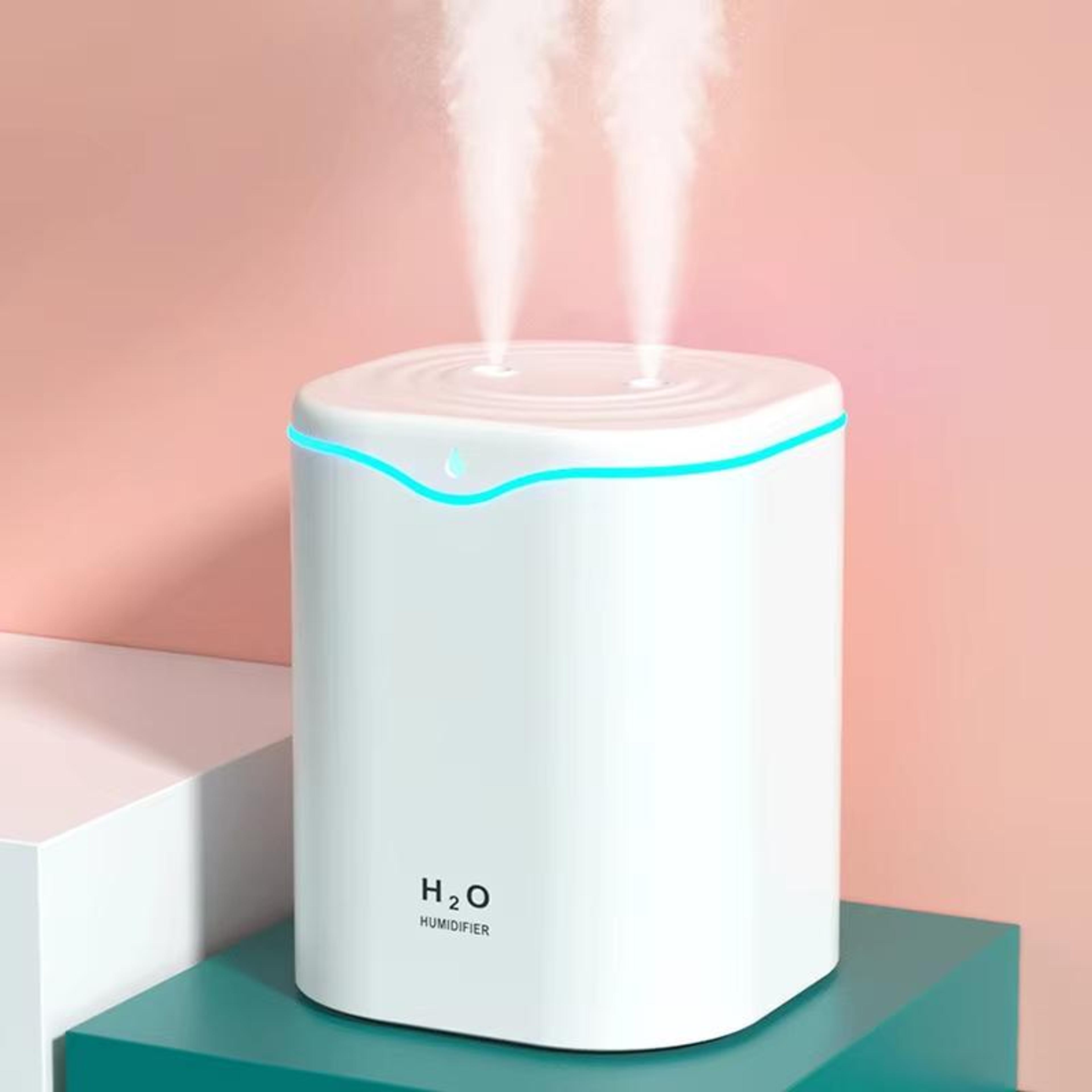 dual spray ultrasonic humidifier with night light aroma diffuser for bedroom & desktop