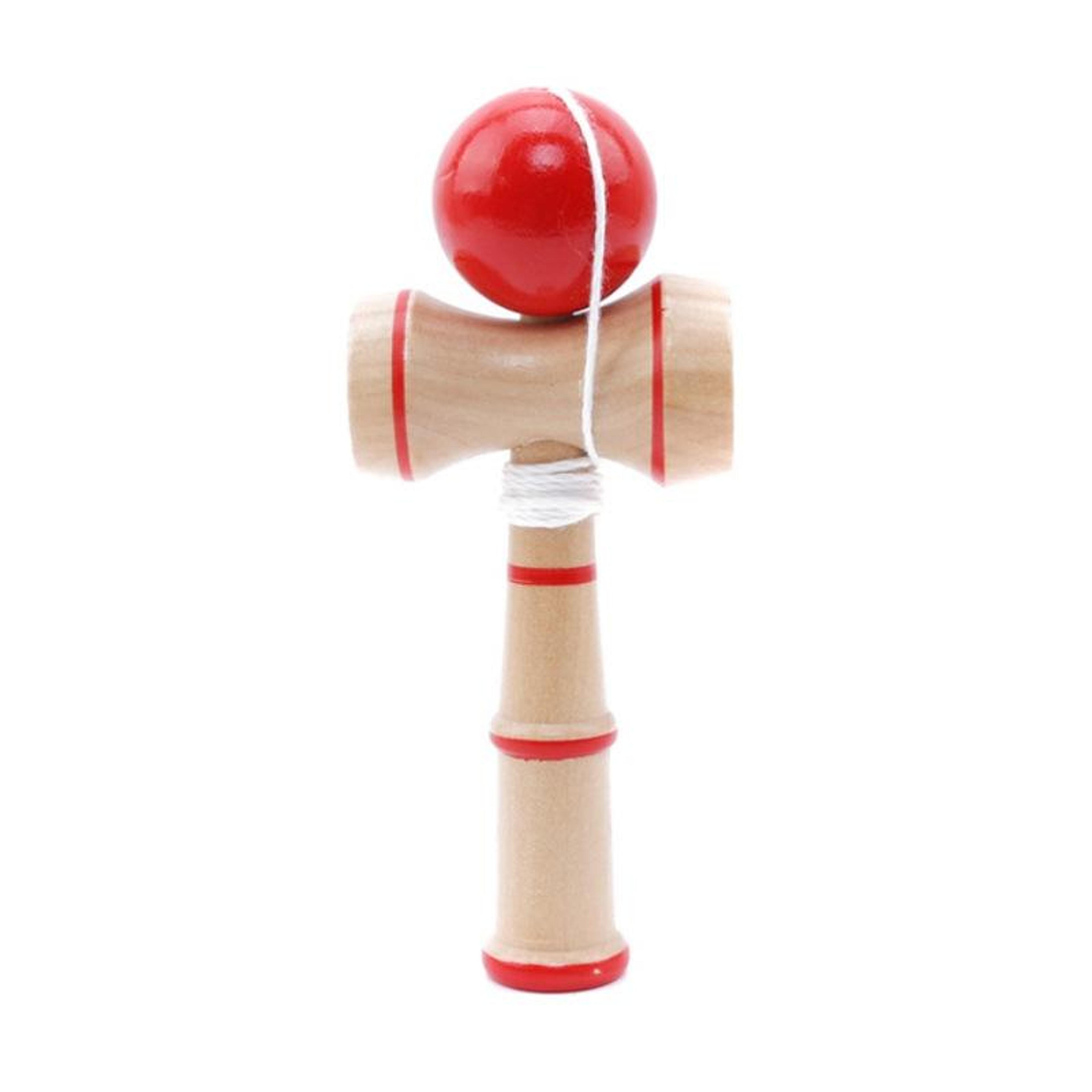 classic wooden kendama skill toy with extra string red beginner juggling cup game