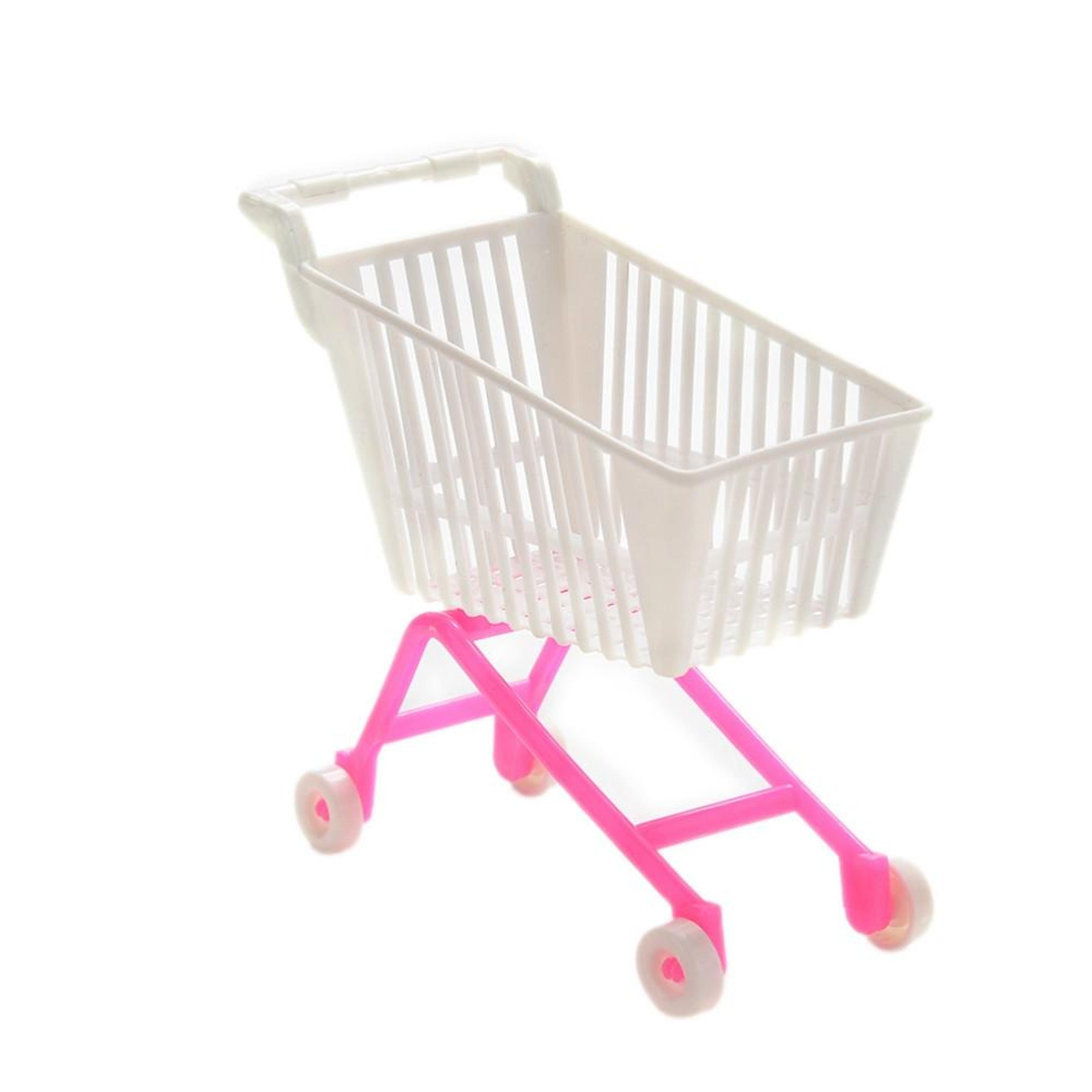 playmart kids shopping cart toy set mini pretend play grocery trolley for dolls & role play