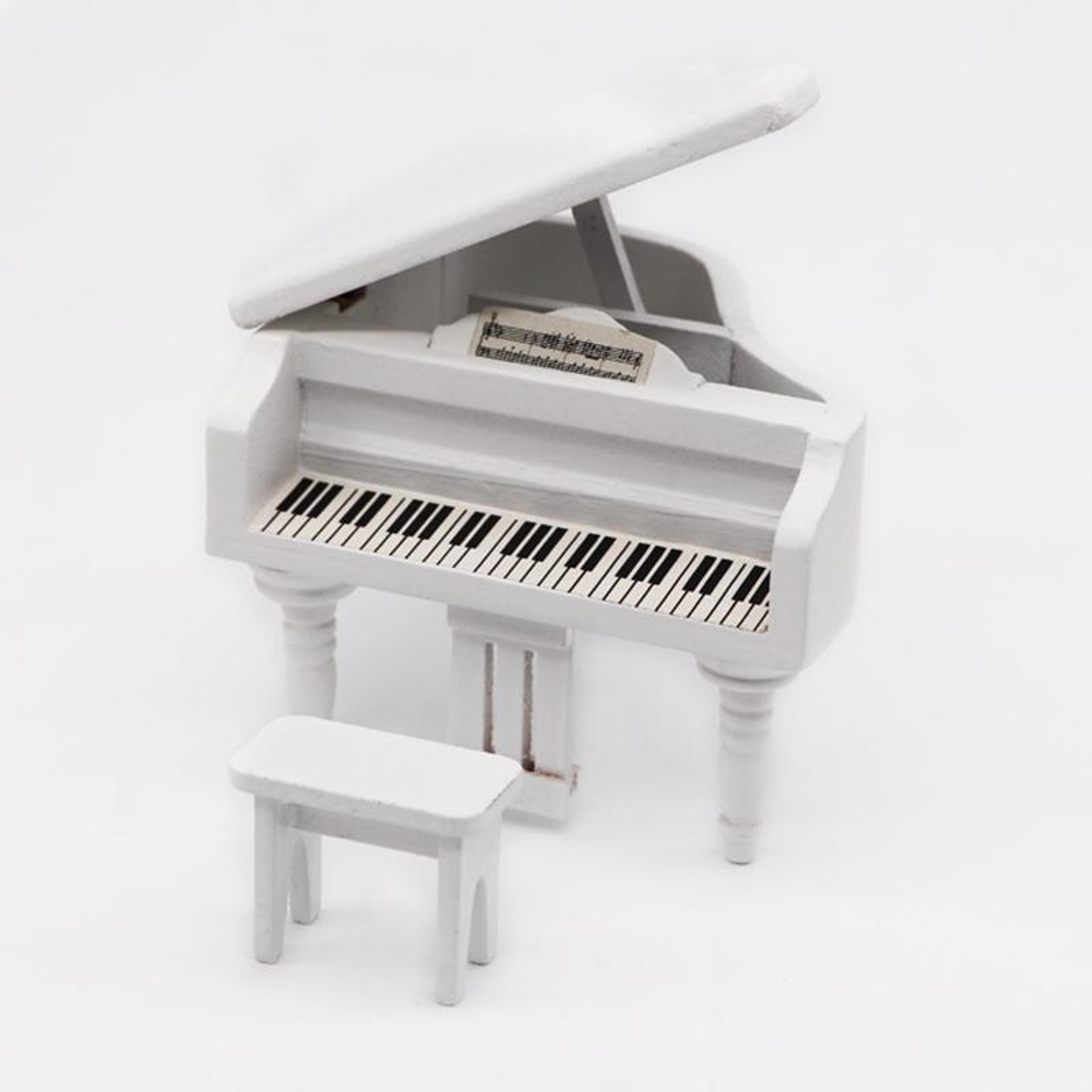 scale miniature grand piano with bench for dollhouse decor