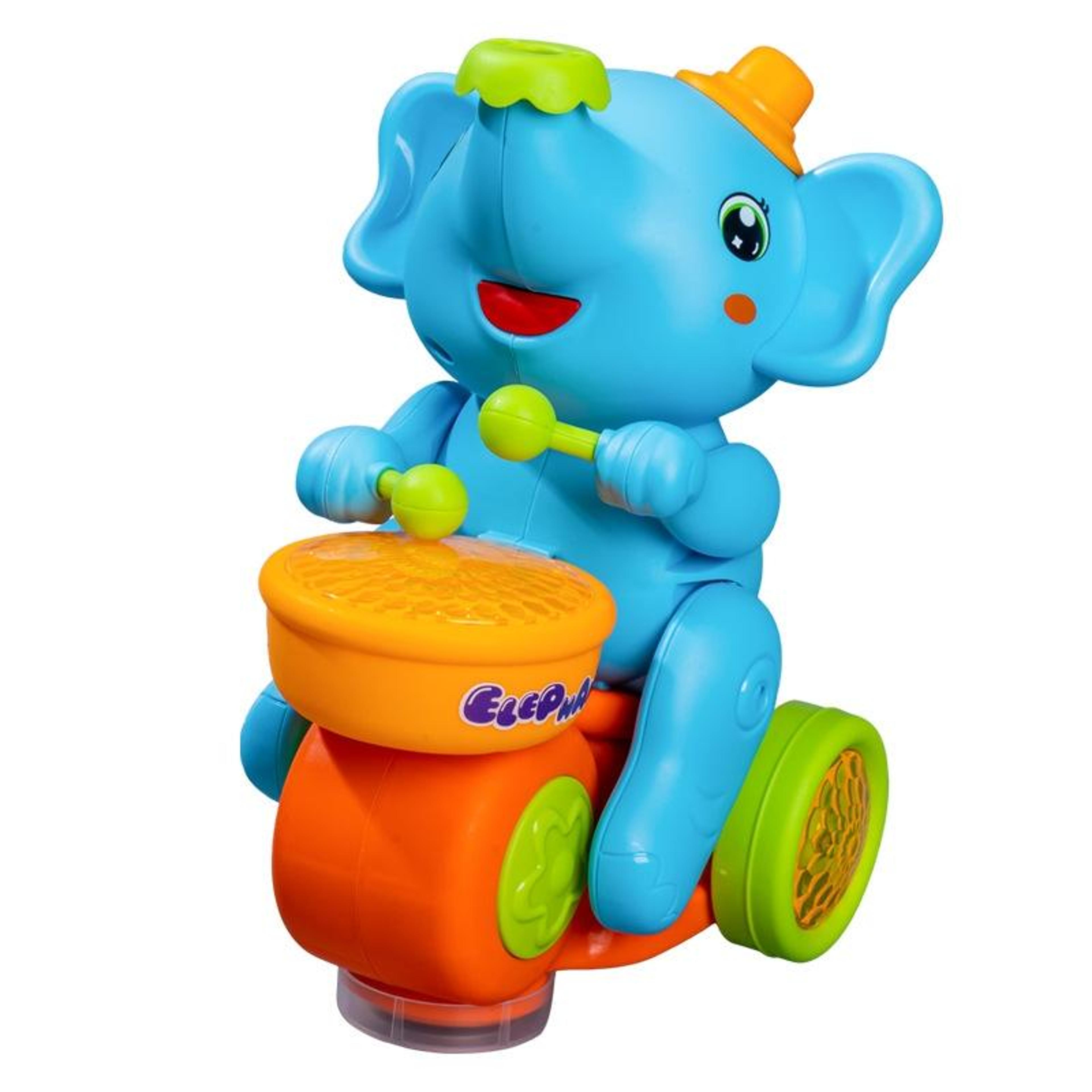 electric elephant toy car with music, light and ball blowing interactive baby toy