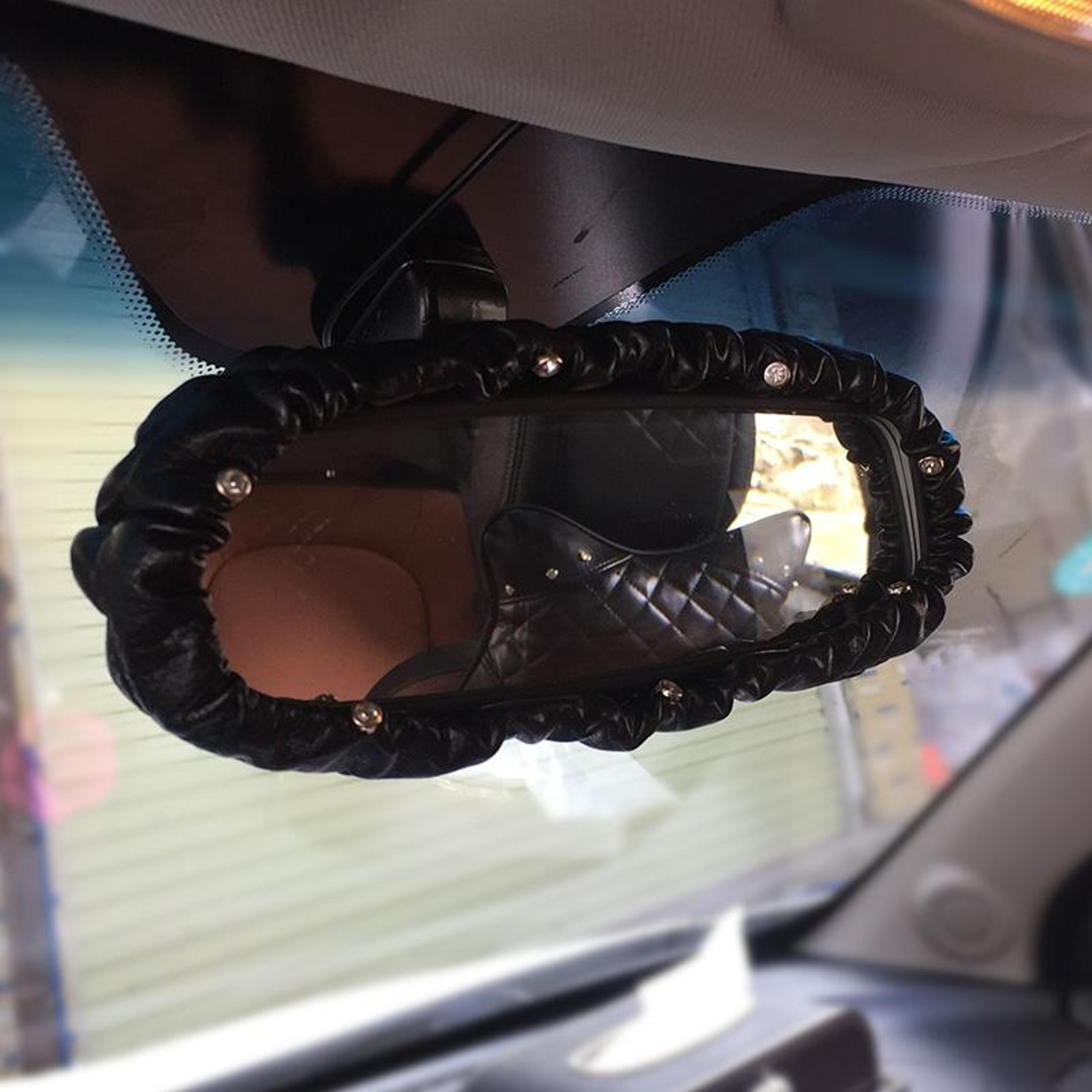 luxury crystal leather rear view mirror cover for cars car rear view mirror cover decor