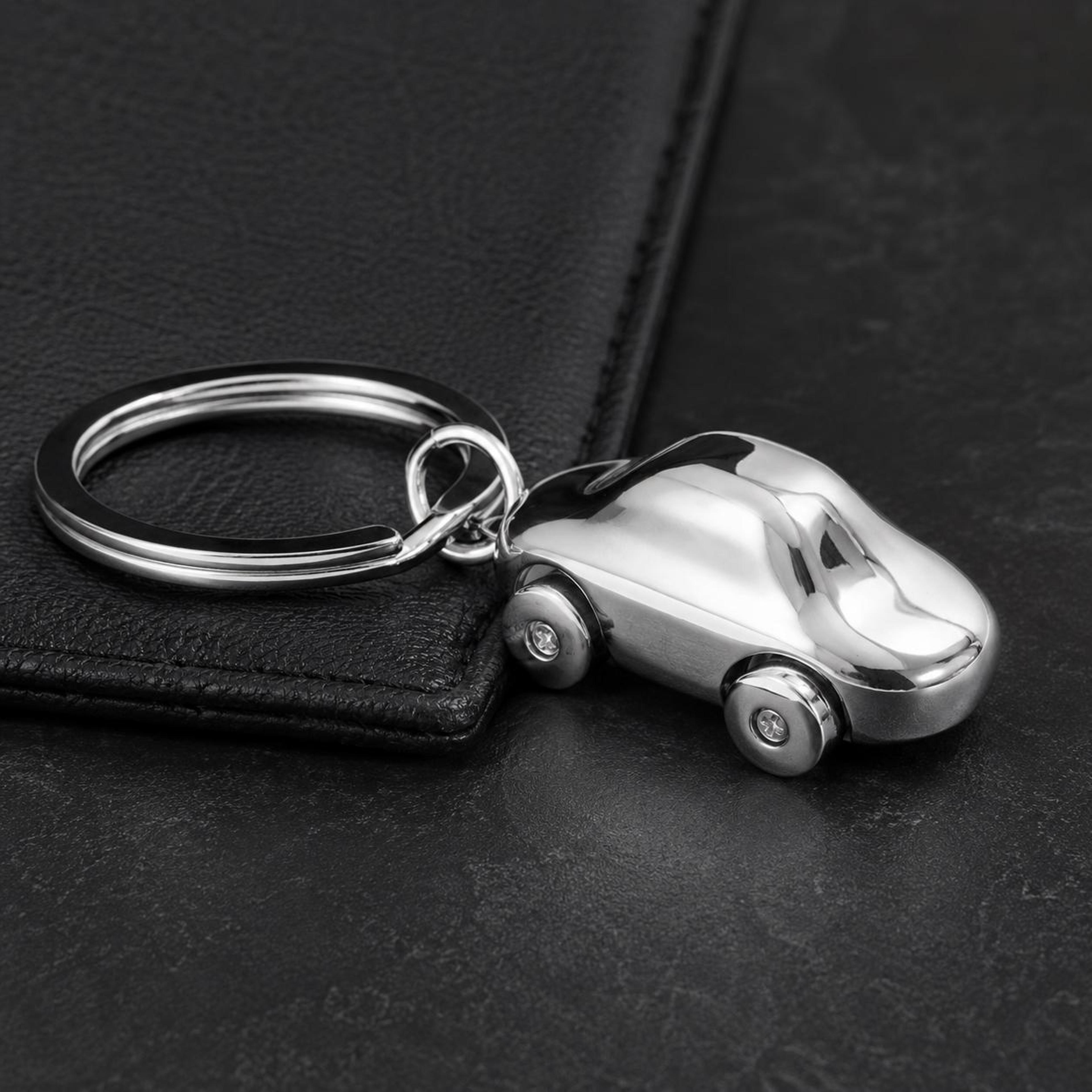 drive style car shaped metal keychain for car enthusiasts and everyday carry