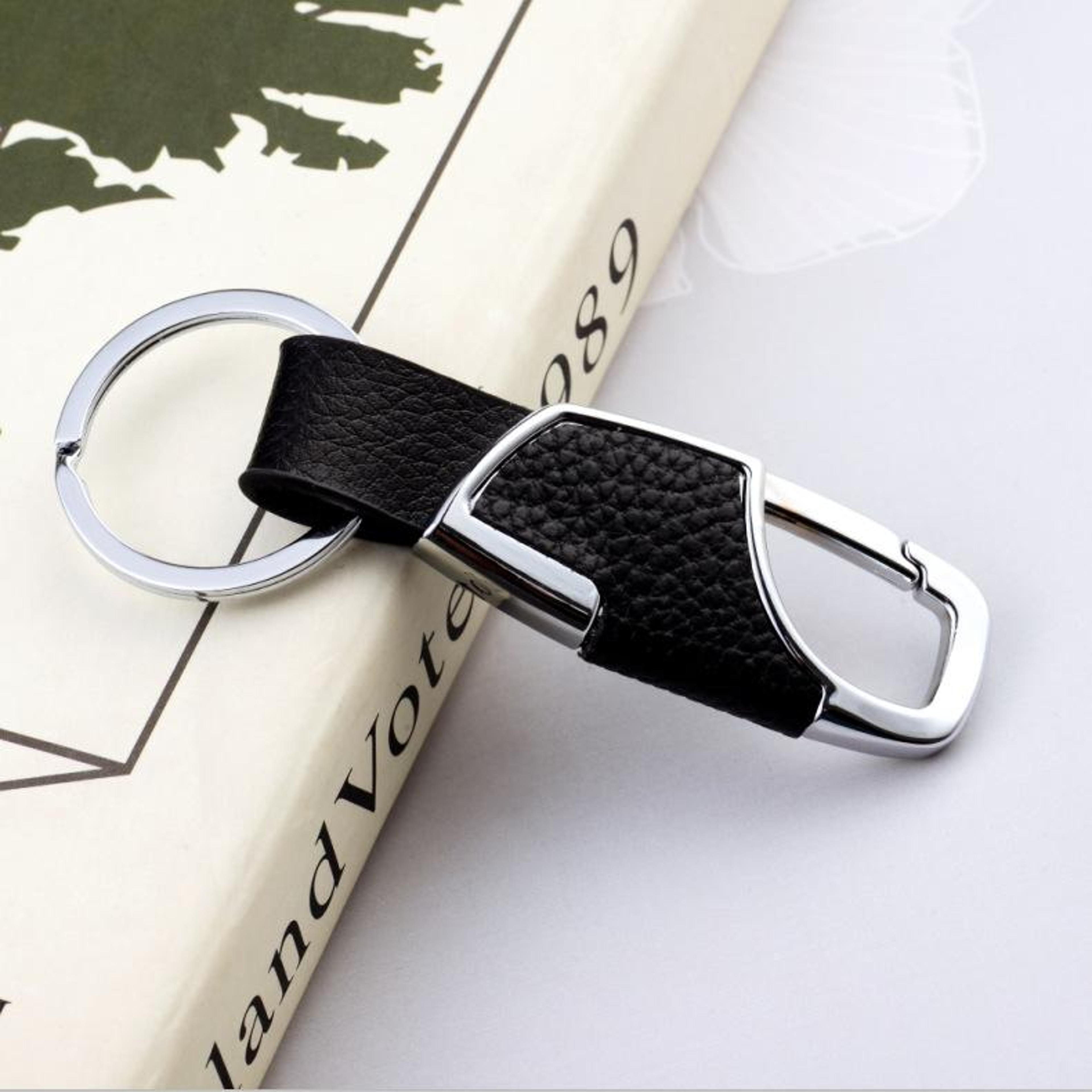 titangrip leather car key chain with metal key ring holder