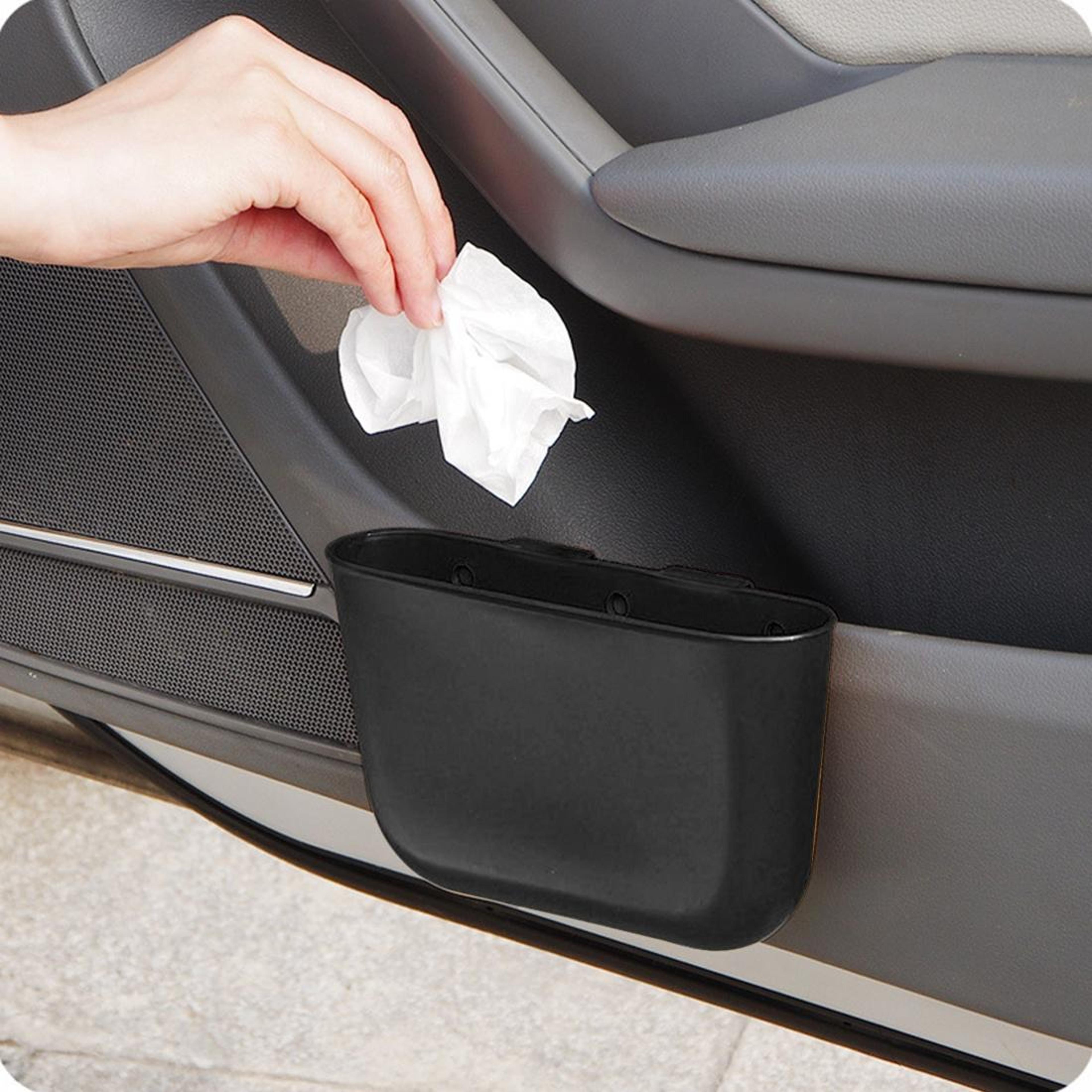 cupfit mini car trash can with lid portable car garbage bin organizer