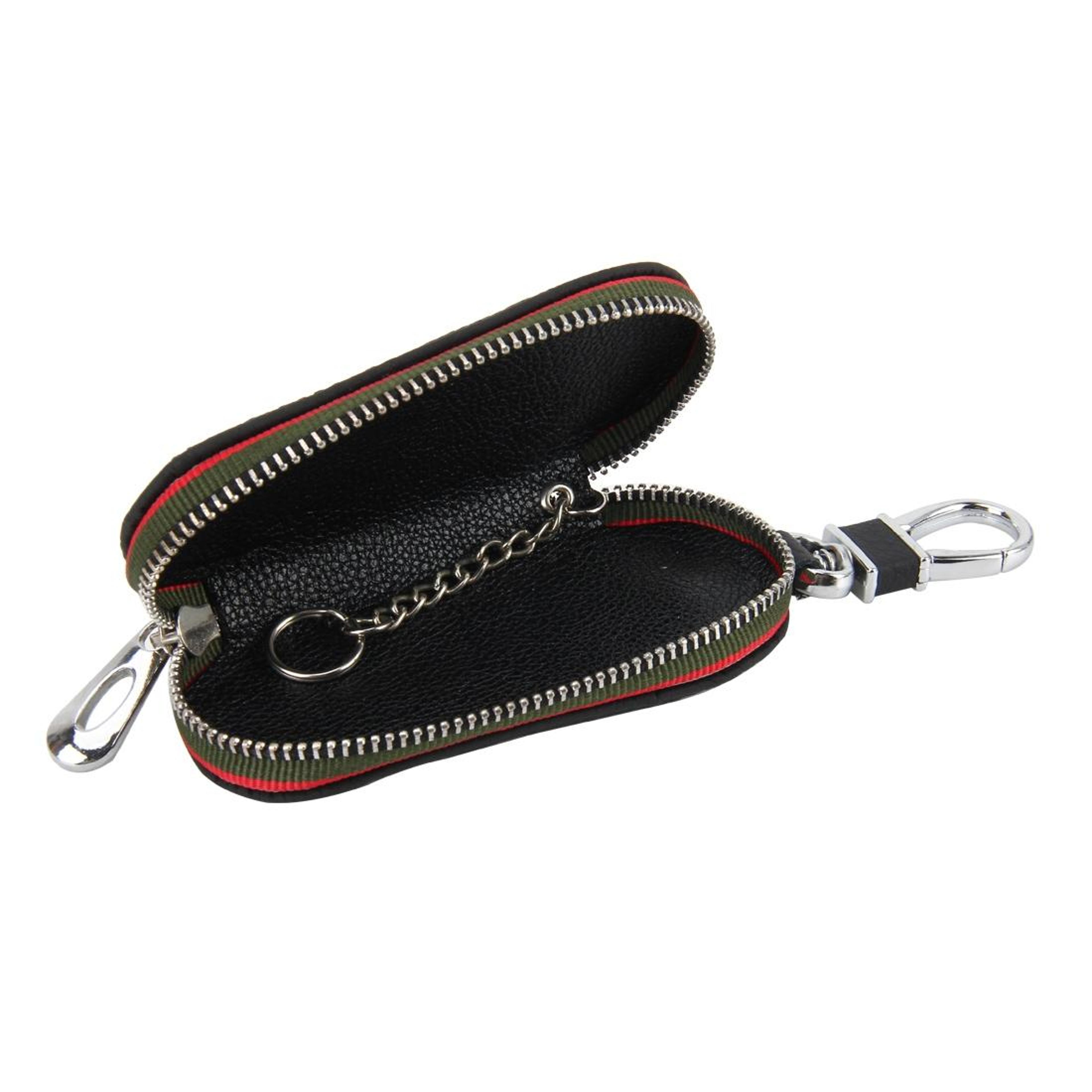 compact genuine leather car key wallet case with keychain for men & women