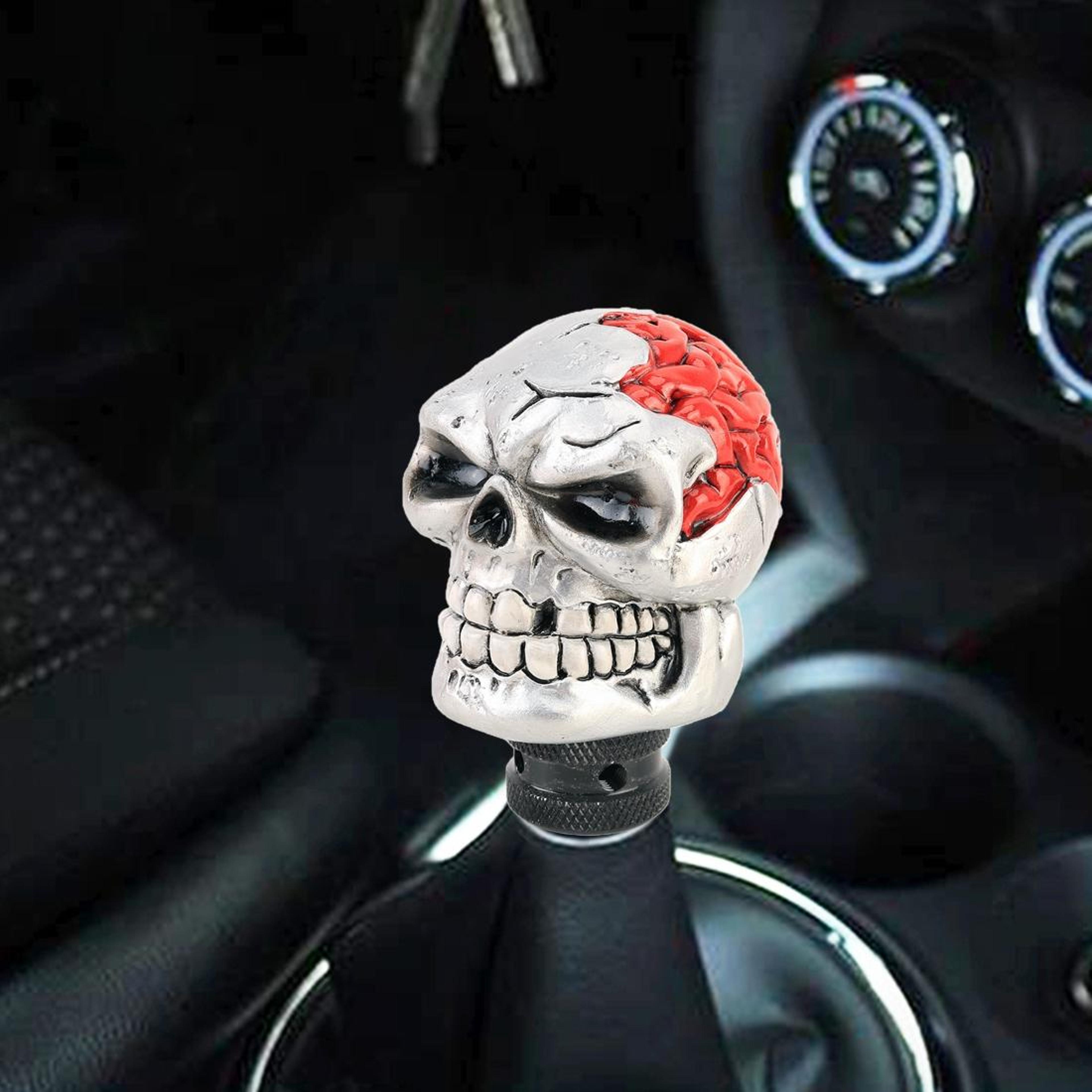 skull head metal gear shift knob universal manual & automatic car shifter