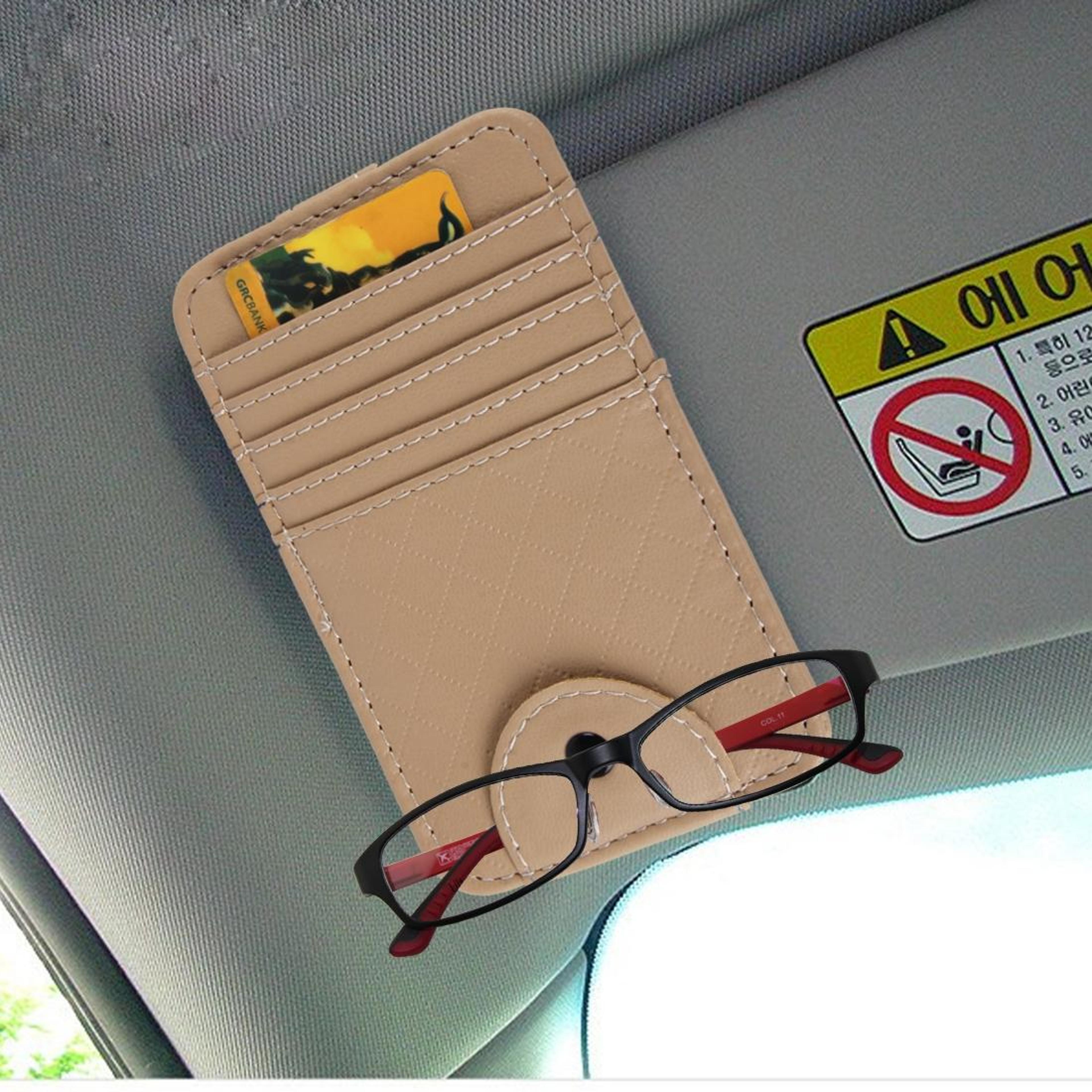 premium car sun visor organizer & sunglasses holder storage pouch
