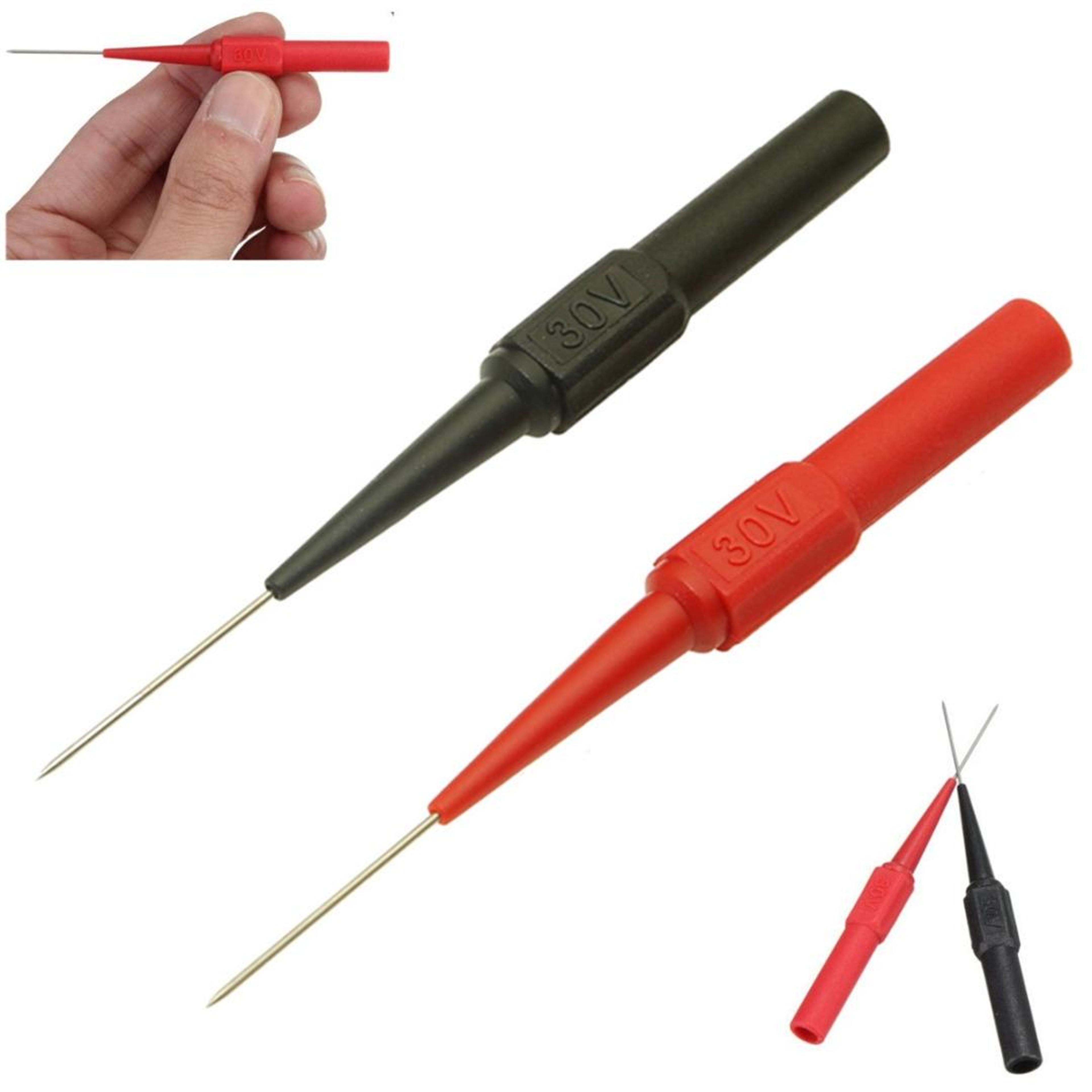 precision multimeter test probe pen with long needle tip & banana jack for automotive diagnostics