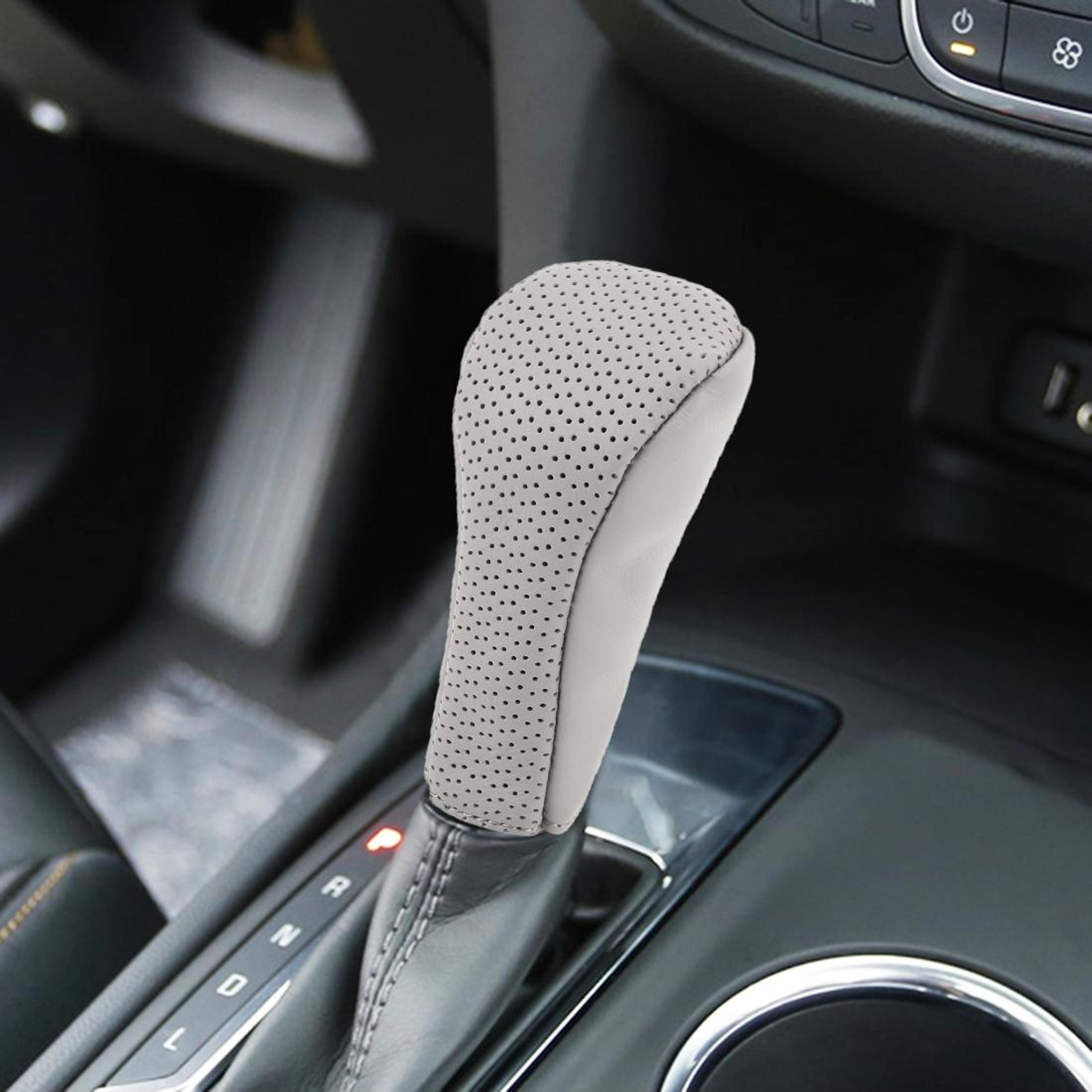 premium genuine leather gear shift knob cover universal non slip breathable car shifter grip