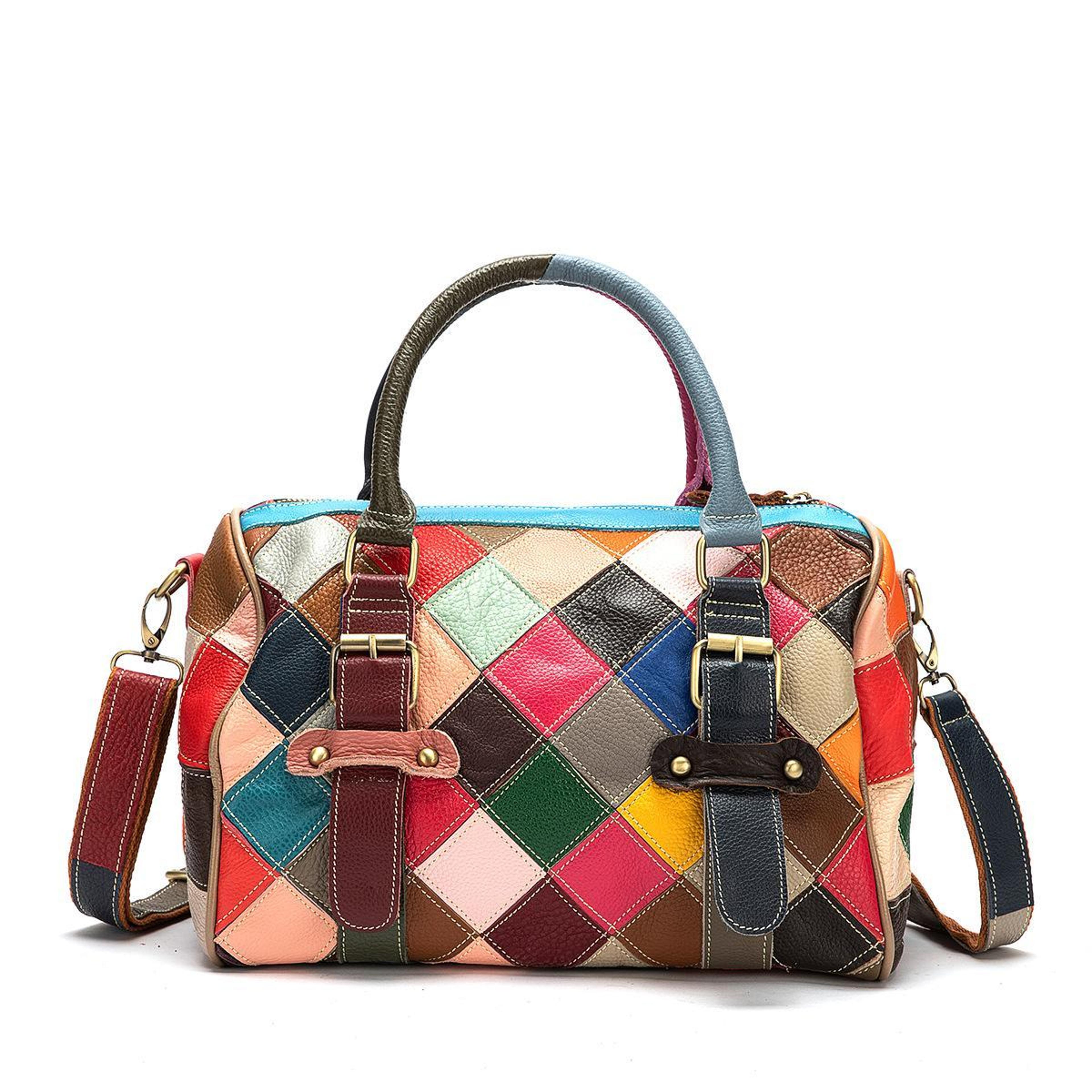 patchwork handbag large capacity leather shoulder tote bag for women