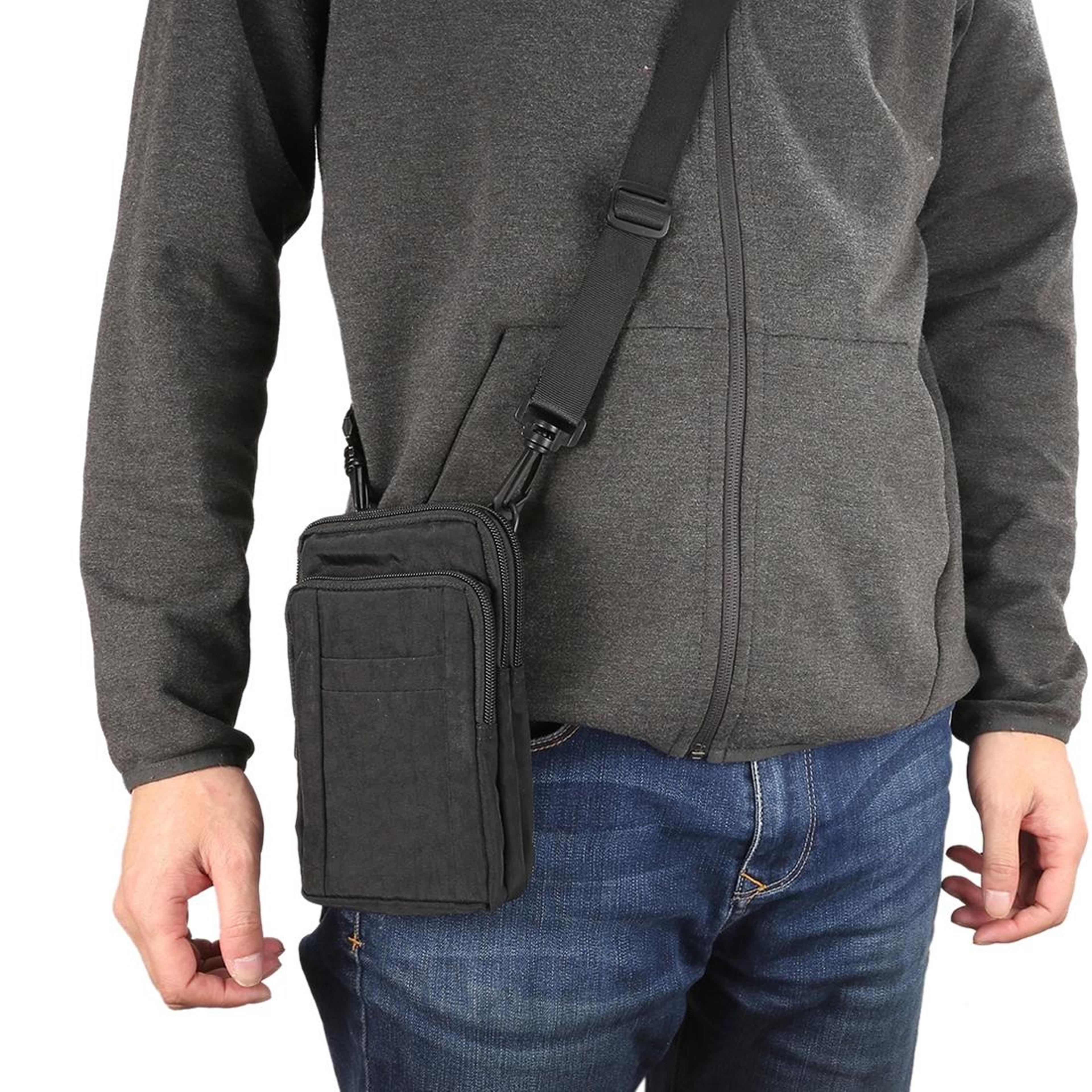 universal phone holster nylon crossbody phone bag waist belt phone pouch with carabiner