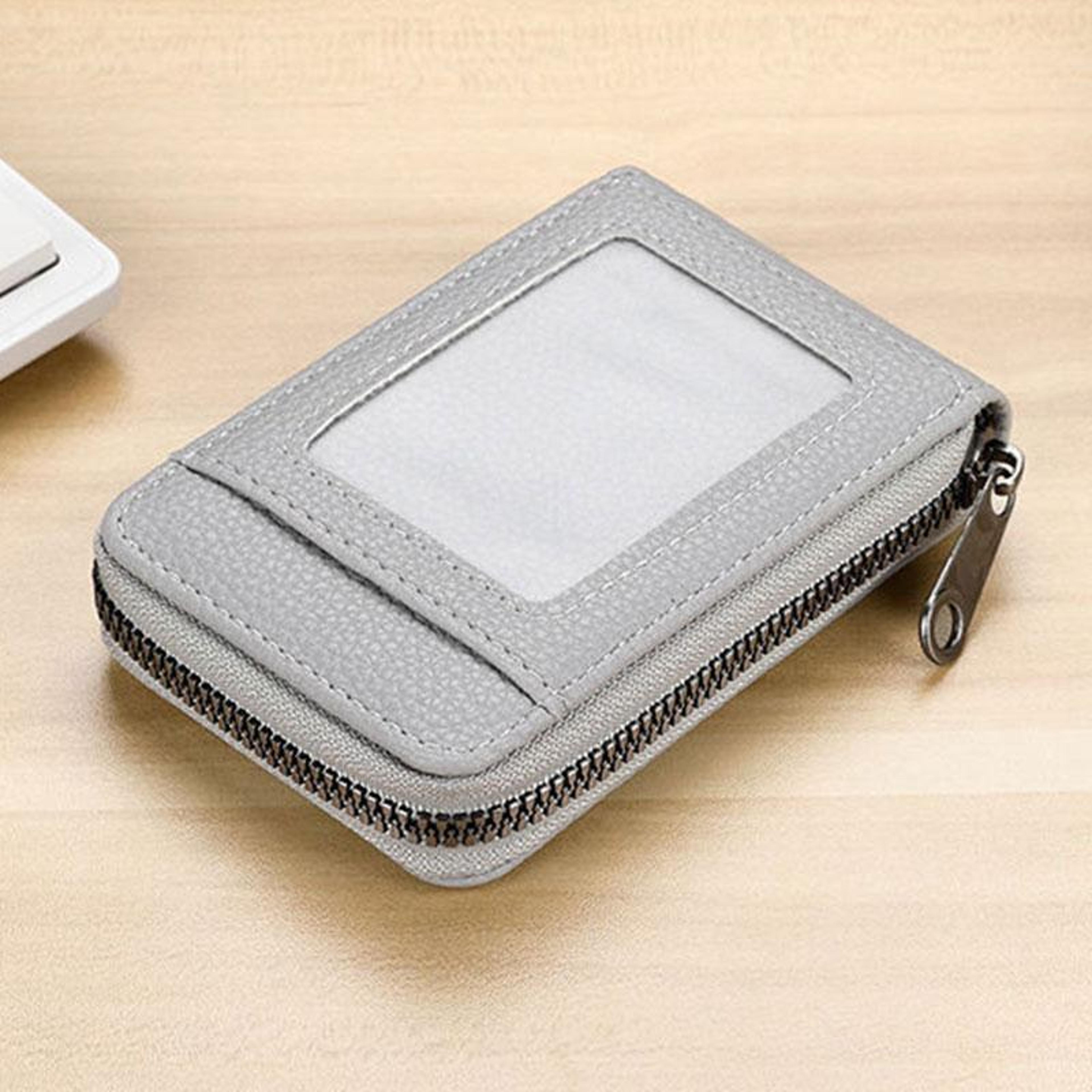 accordion pu leather card holder wallet with zipper multi card organizer