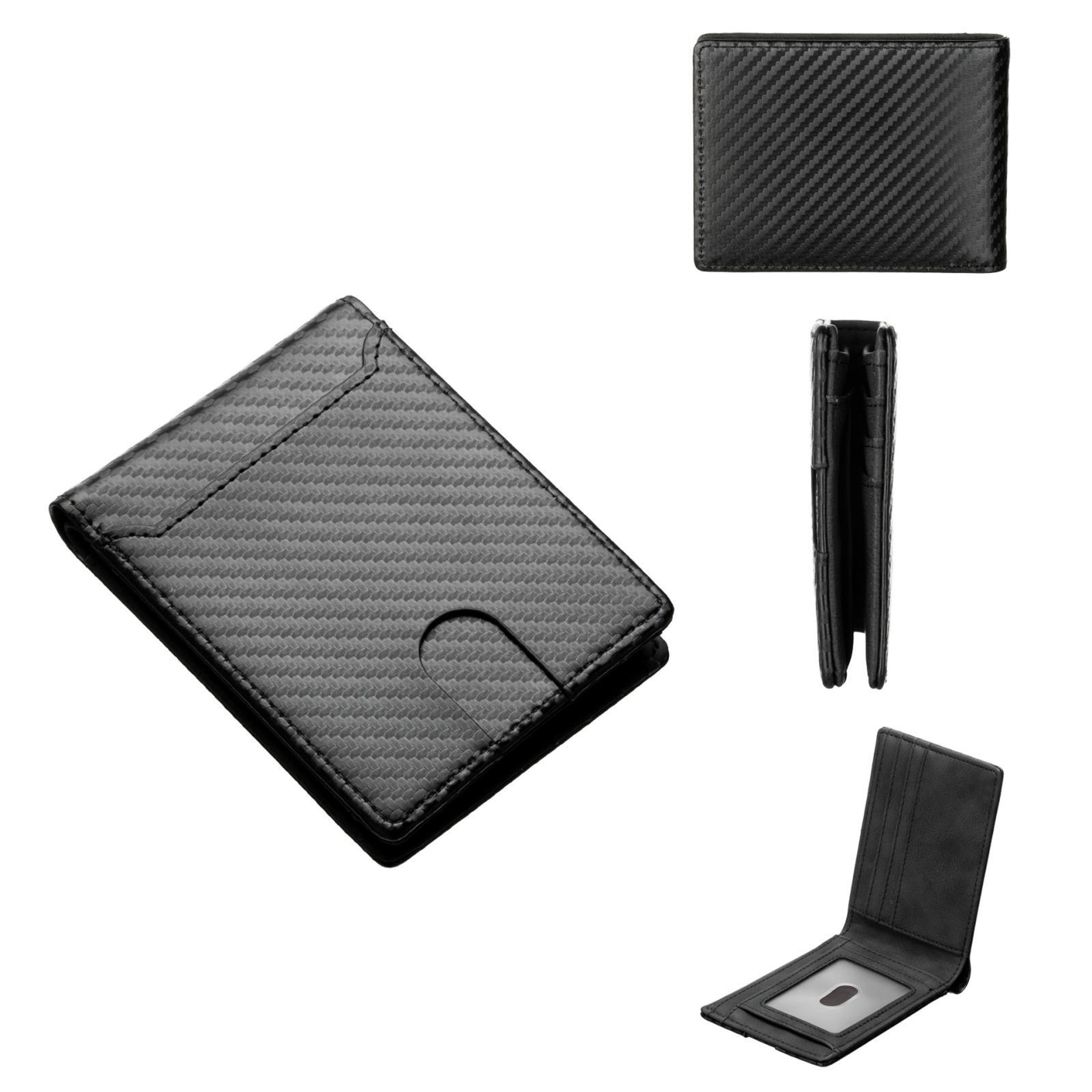 baellerry minimalist men's wallet carbon fiber bi fold card holder