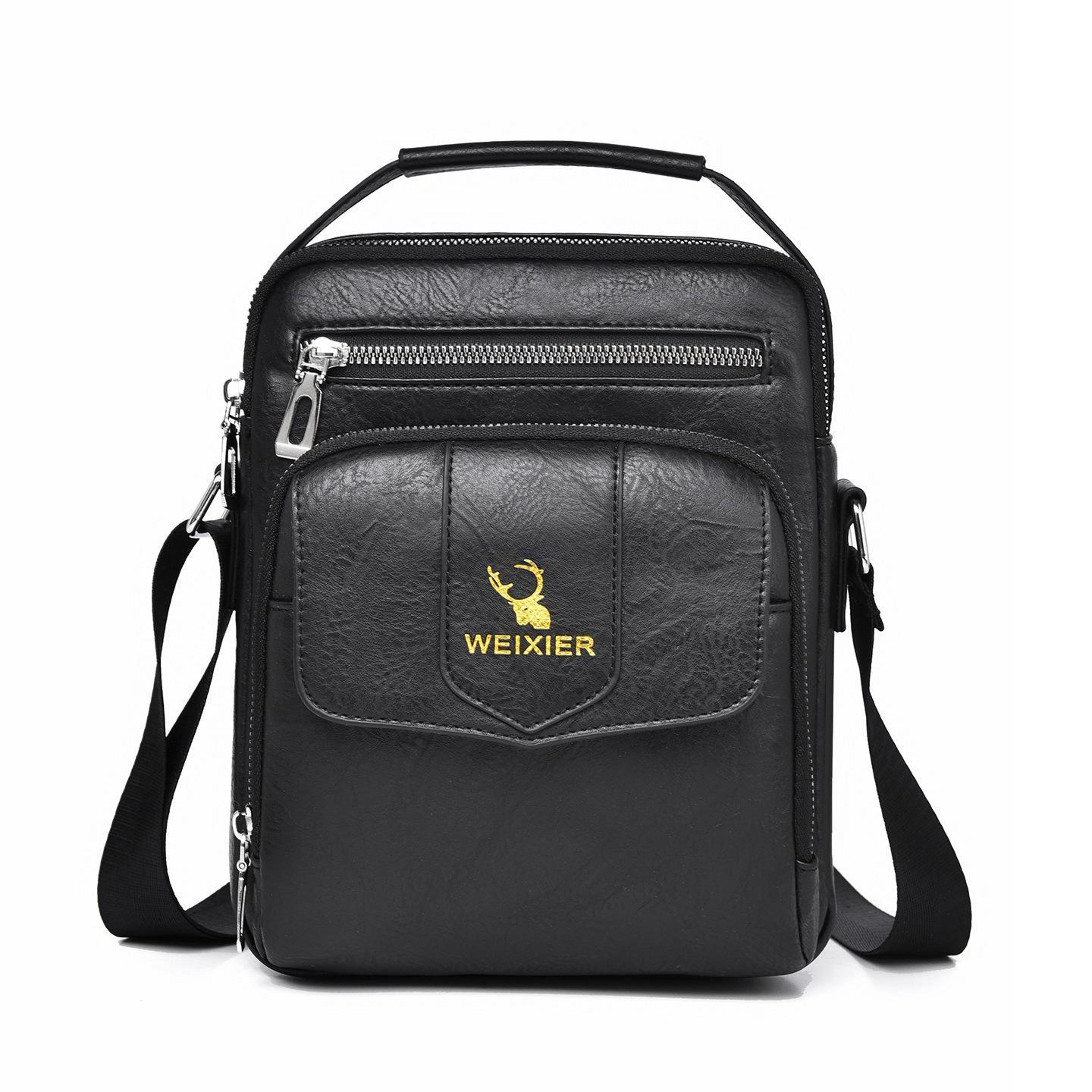 mens business shoulder bag retro pu leather commuter messenger handbag